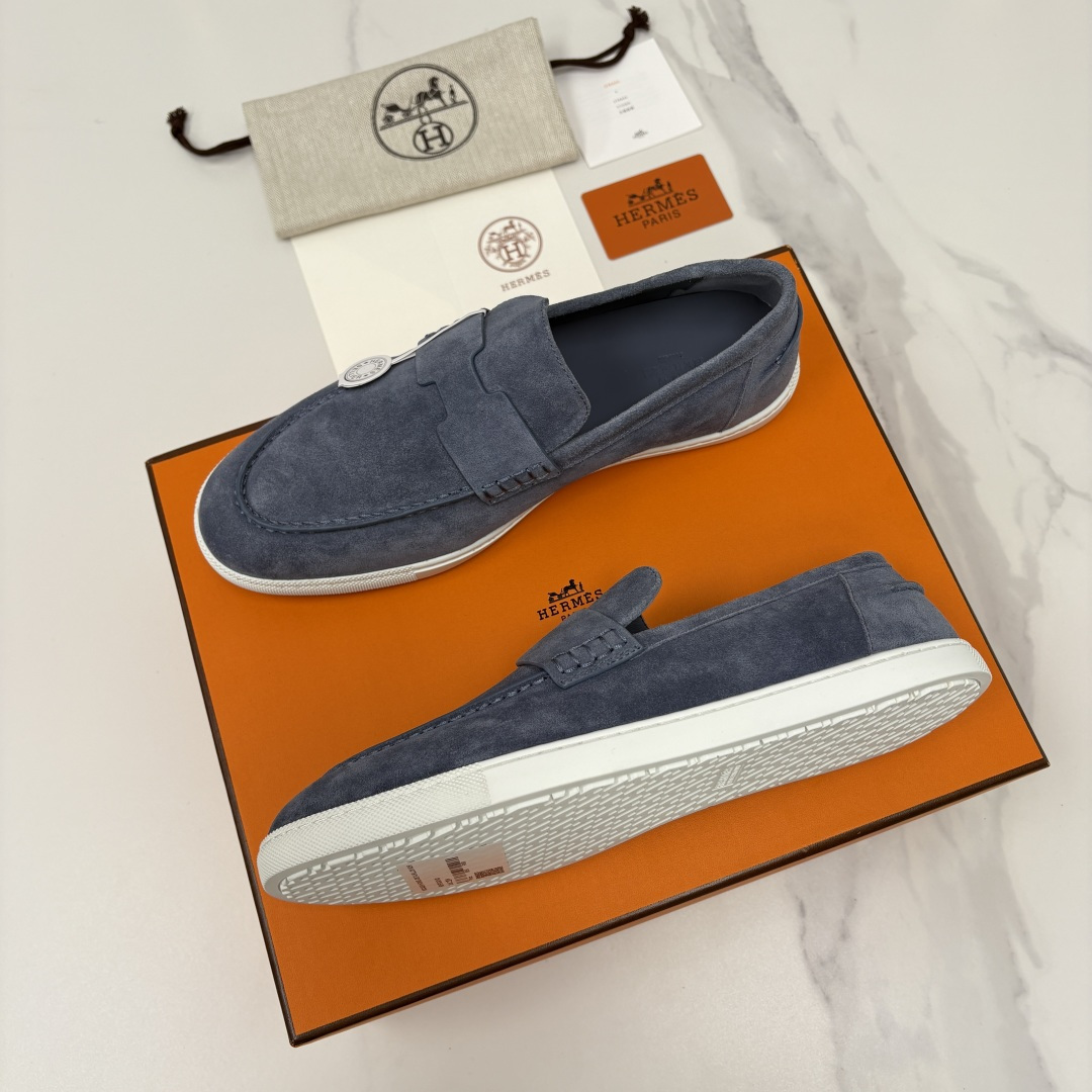 💋💍H家新品 Hermè* 爱马-仕 Job 牛皮乐福鞋 官方 9,300 甄选进口小牛皮/粒面牛皮/绒