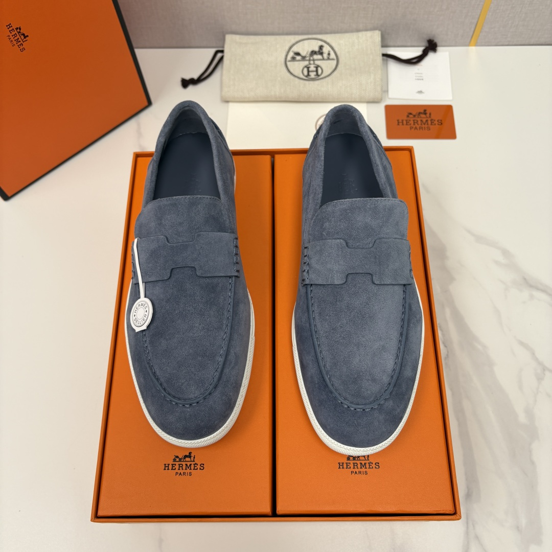 💋💍H家新品 Hermè* 爱马-仕 Job 牛皮乐福鞋 官方 9,300 甄选进口小牛皮/粒面牛皮/绒