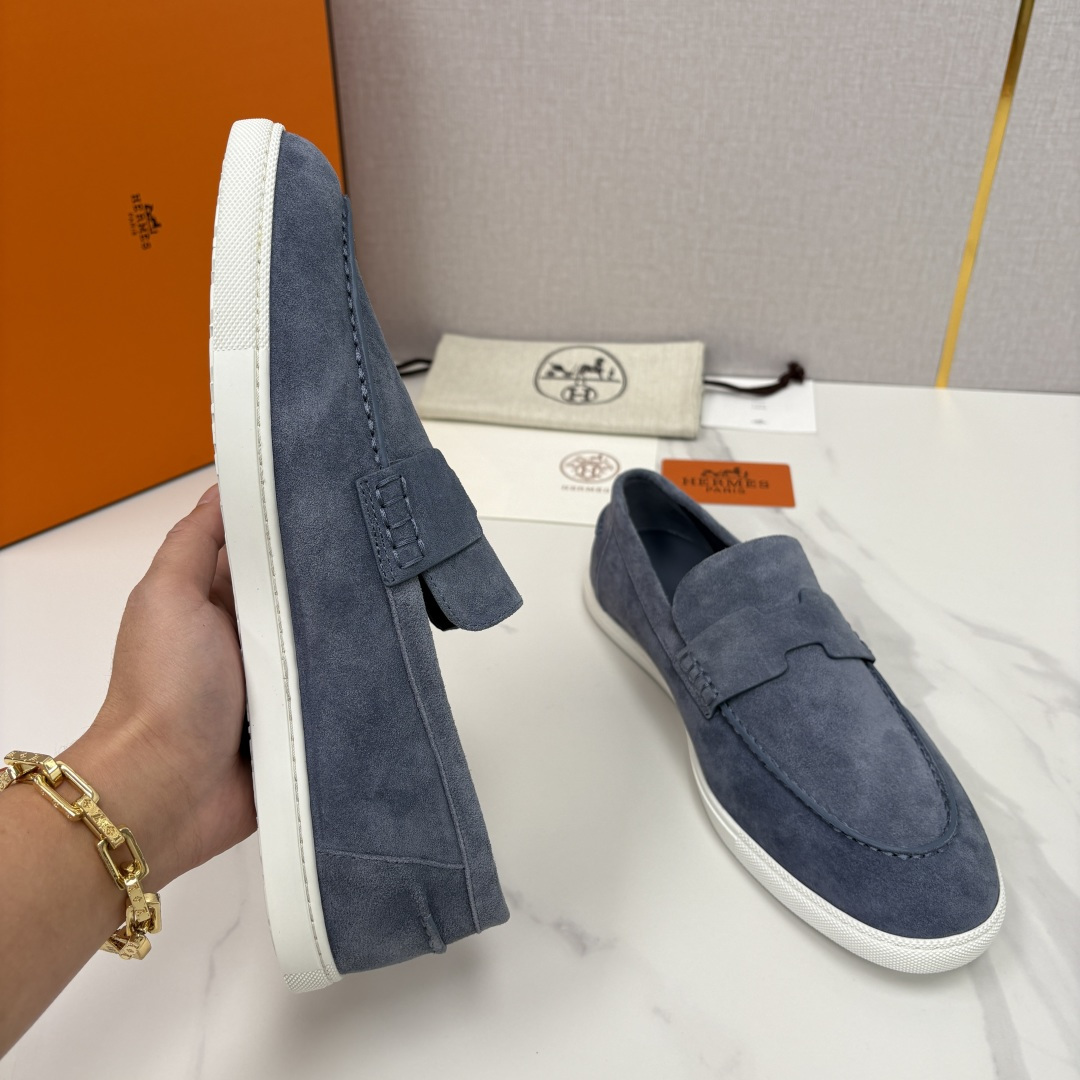 💋💍H家新品 Hermè* 爱马-仕 Job 牛皮乐福鞋 官方 9,300 甄选进口小牛皮/粒面牛皮/绒