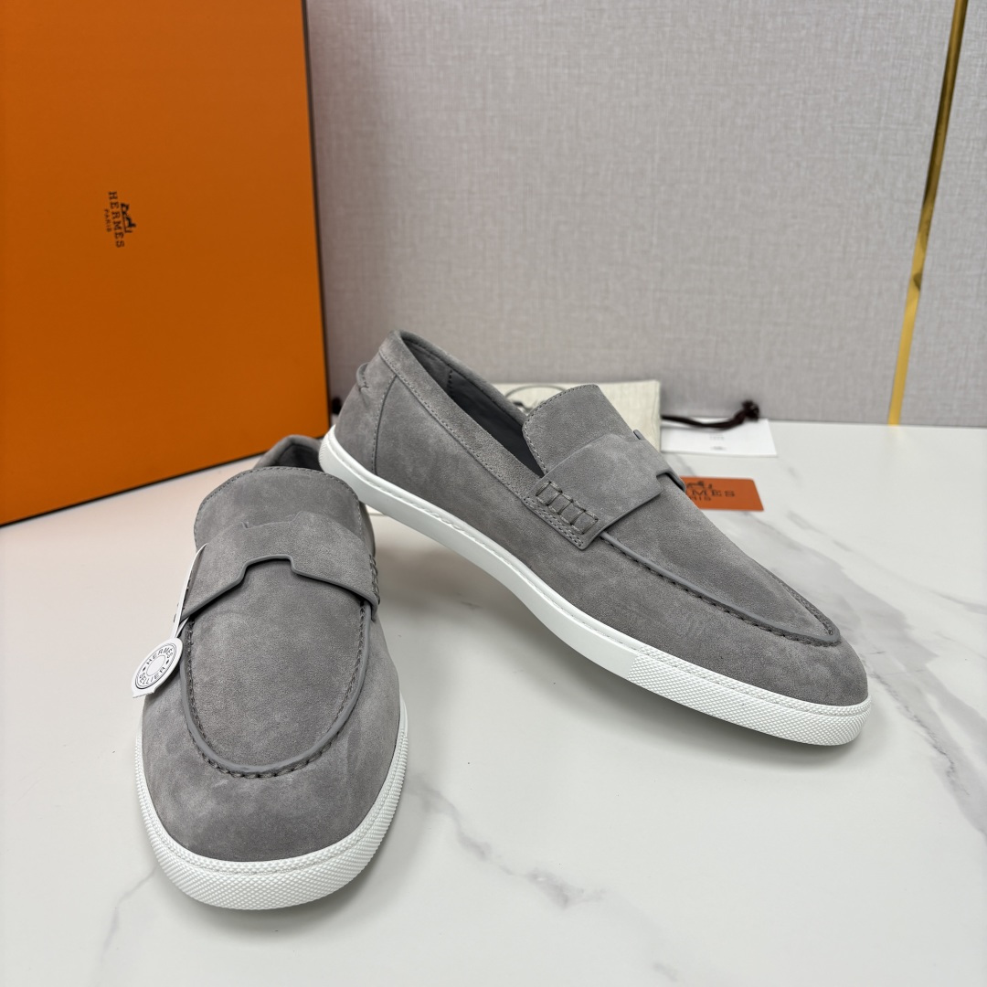 💋💍H家新品 Hermè* 爱马-仕 Job 牛皮乐福鞋 官方 9,300 甄选进口小牛皮/粒面牛皮/绒