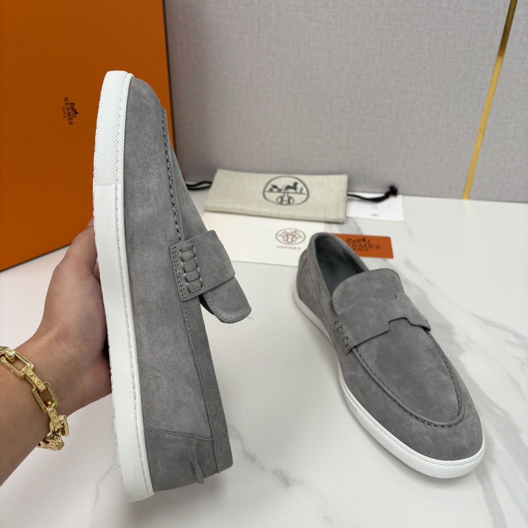 💋💍H家新品 Hermè* 爱马-仕 Job 牛皮乐福鞋 官方 9,300 甄选进口小牛皮/粒面牛皮/绒