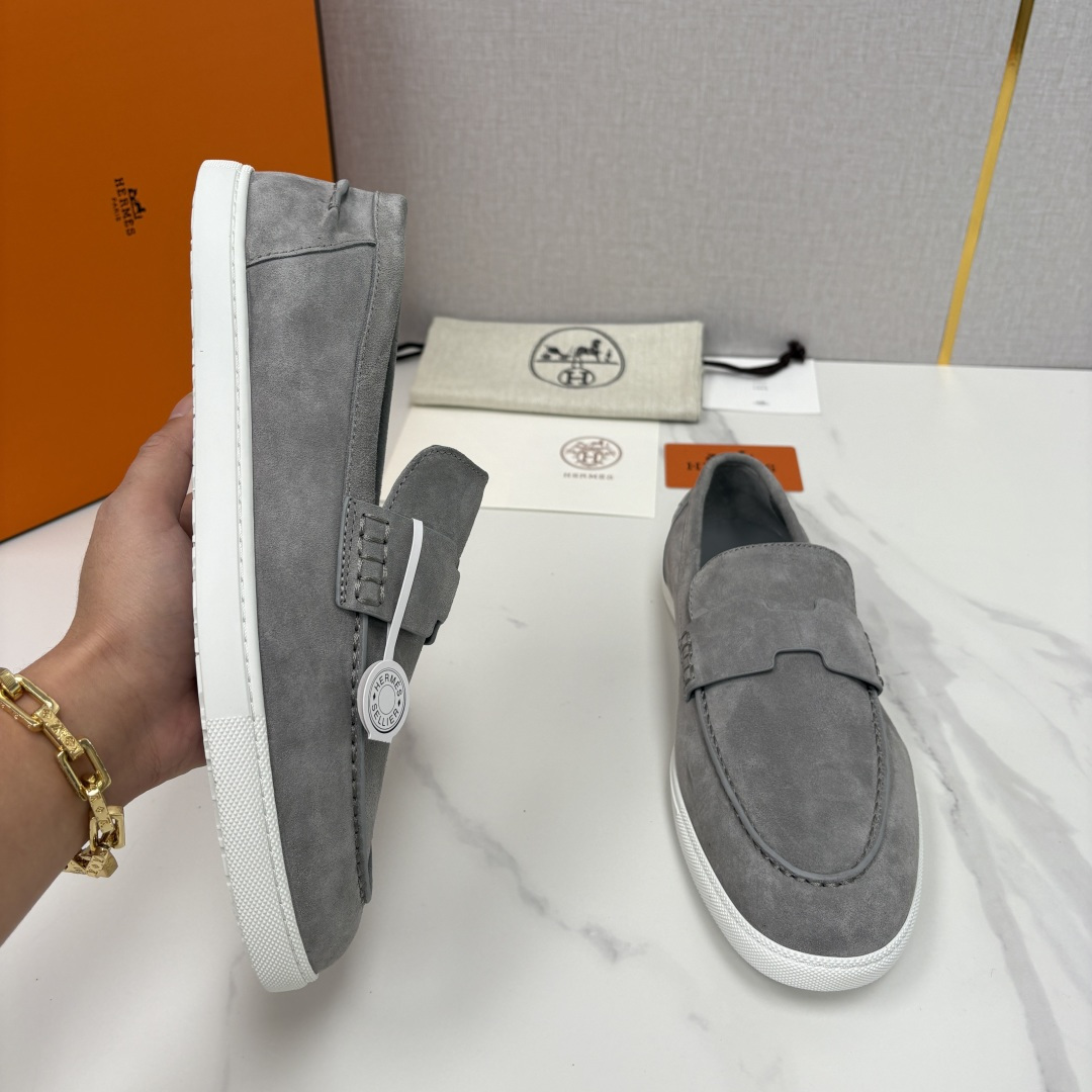 💋💍H家新品 Hermè* 爱马-仕 Job 牛皮乐福鞋 官方 9,300 甄选进口小牛皮/粒面牛皮/绒