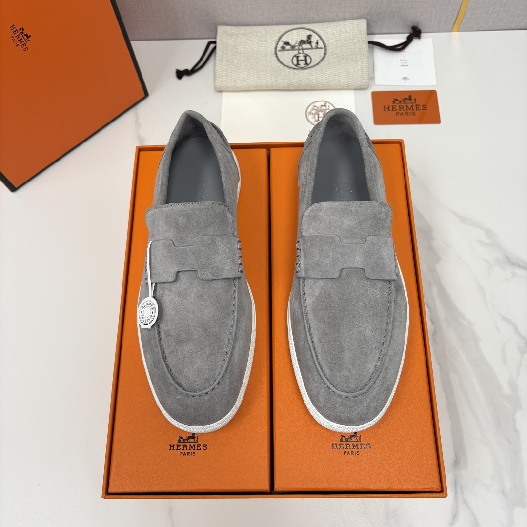 💋💍H家新品 Hermè* 爱马-仕 Job 牛皮乐福鞋 官方 9,300 甄选进口小牛皮/粒面牛皮/绒