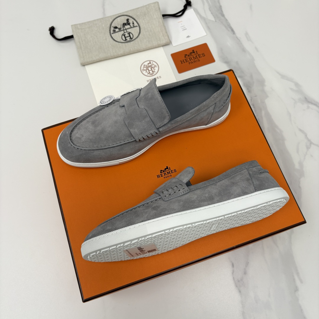 💋💍H家新品 Hermè* 爱马-仕 Job 牛皮乐福鞋 官方 9,300 甄选进口小牛皮/粒面牛皮/绒