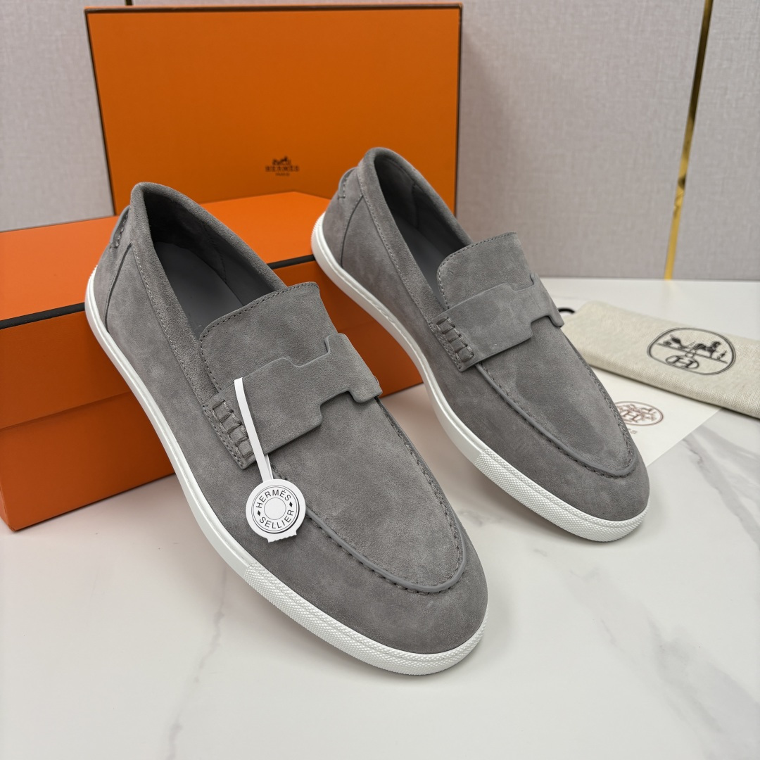 💋💍H家新品 Hermè* 爱马-仕 Job 牛皮乐福鞋 官方 9,300 甄选进口小牛皮/粒面牛皮/绒