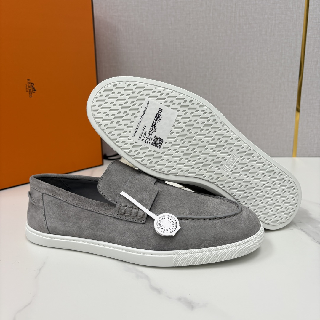 💋💍H家新品 Hermè* 爱马-仕 Job 牛皮乐福鞋 官方 9,300 甄选进口小牛皮/粒面牛皮/绒