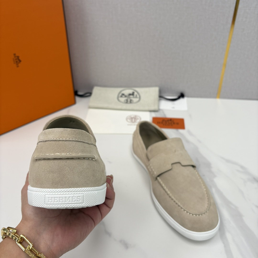 💋💍H家新品 Hermè* 爱马-仕 Job 牛皮乐福鞋 官方 9,300 甄选进口小牛皮/粒面牛皮/绒