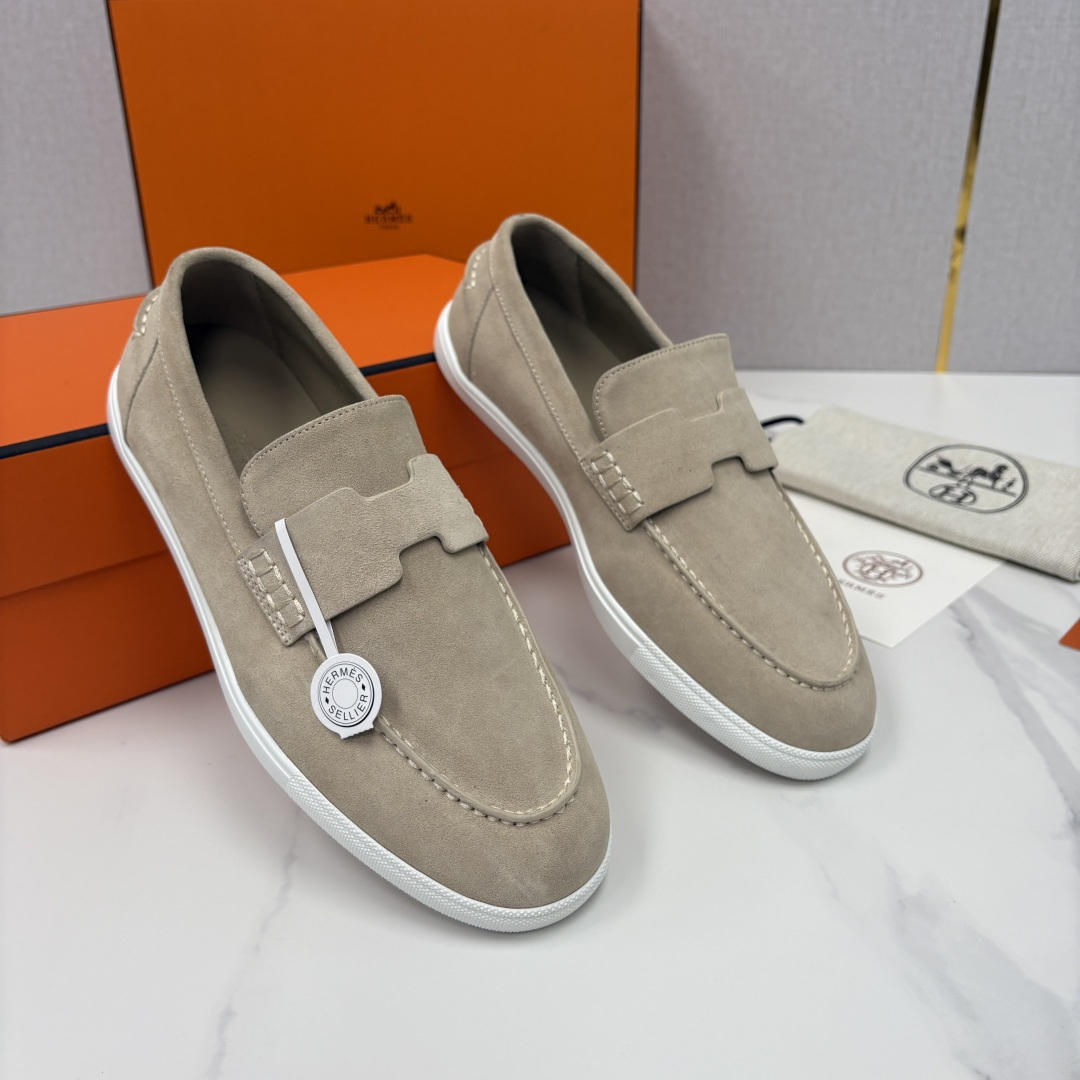 💋💍H家新品 Hermè* 爱马-仕 Job 牛皮乐福鞋 官方 9,300 甄选进口小牛皮/粒面牛皮/绒