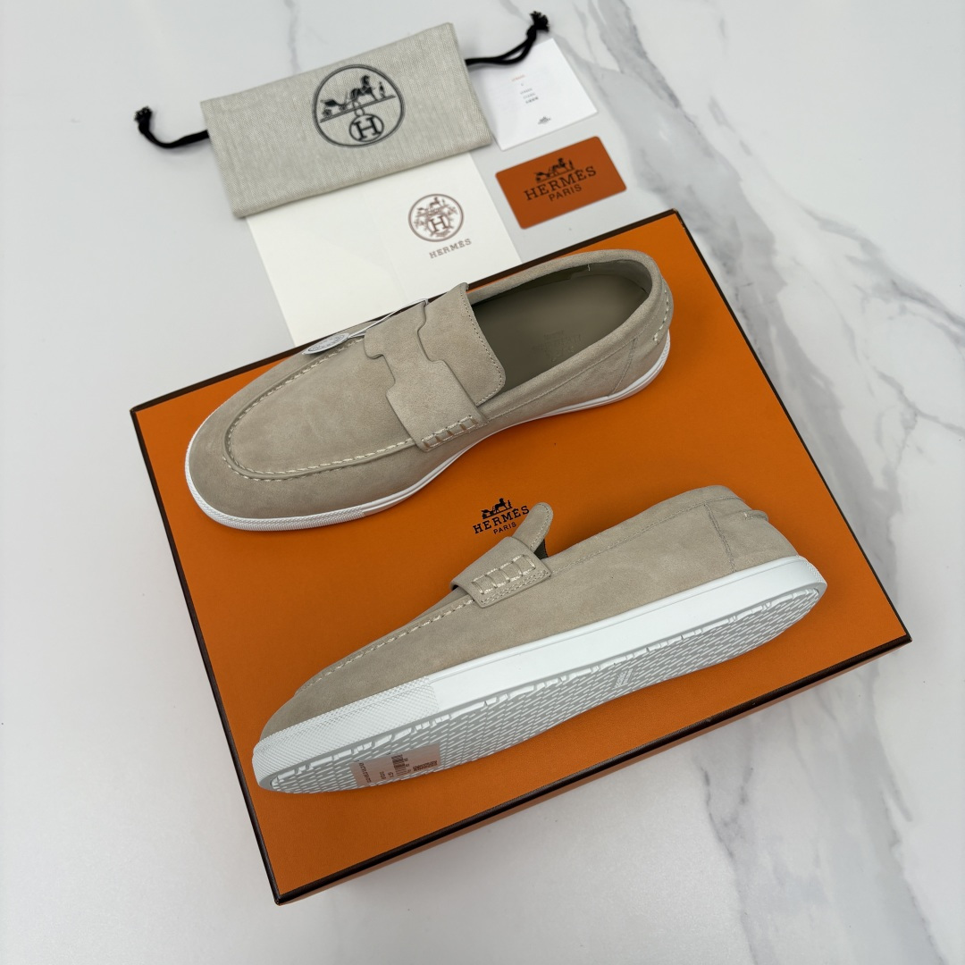 💋💍H家新品 Hermè* 爱马-仕 Job 牛皮乐福鞋 官方 9,300 甄选进口小牛皮/粒面牛皮/绒