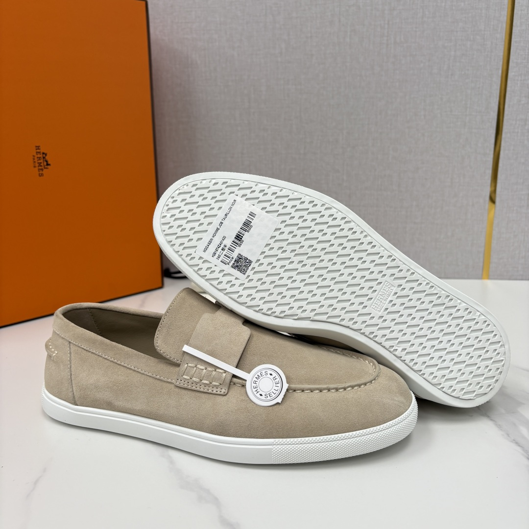 💋💍H家新品 Hermè* 爱马-仕 Job 牛皮乐福鞋 官方 9,300 甄选进口小牛皮/粒面牛皮/绒