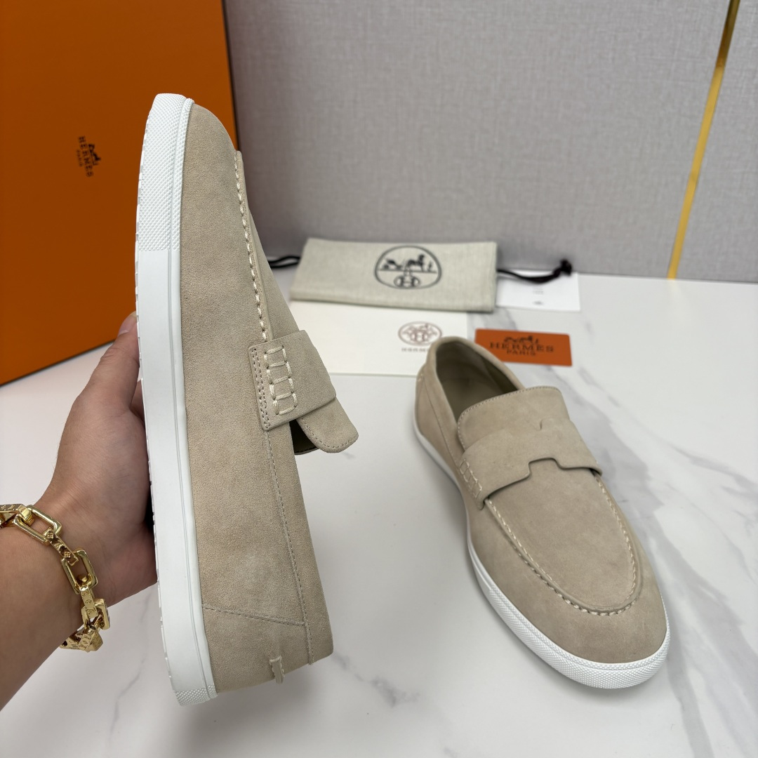 💋💍H家新品 Hermè* 爱马-仕 Job 牛皮乐福鞋 官方 9,300 甄选进口小牛皮/粒面牛皮/绒