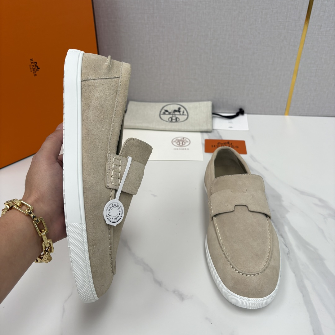 💋💍H家新品 Hermè* 爱马-仕 Job 牛皮乐福鞋 官方 9,300 甄选进口小牛皮/粒面牛皮/绒