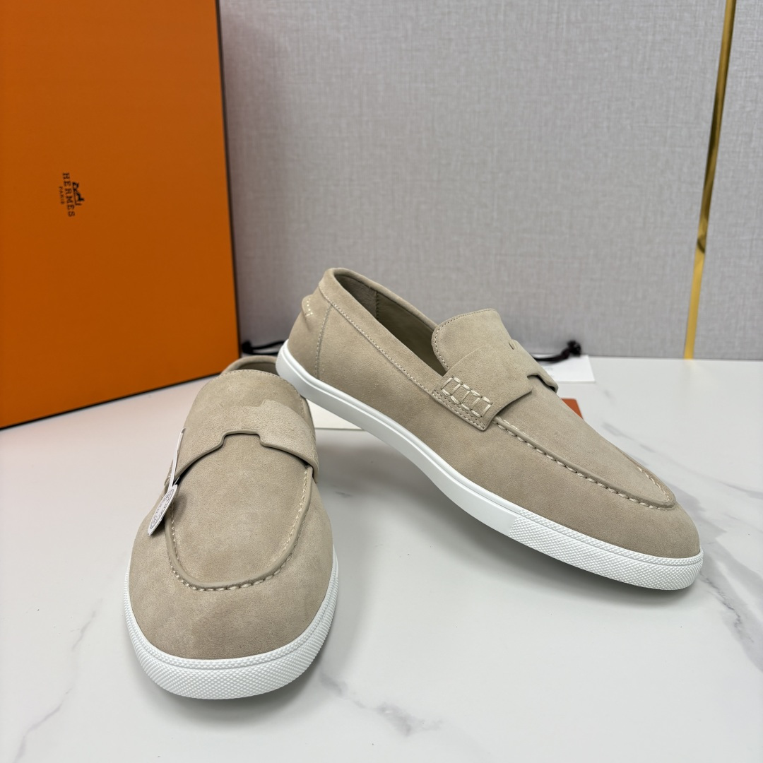 💋💍H家新品 Hermè* 爱马-仕 Job 牛皮乐福鞋 官方 9,300 甄选进口小牛皮/粒面牛皮/绒