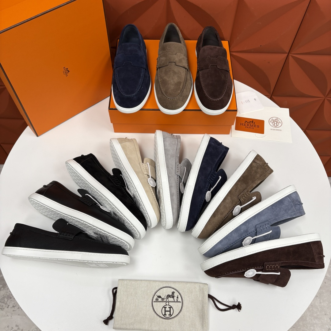 💋💍H家新品 Hermè* 爱马-仕 Job 牛皮乐福鞋 官方 9,300 甄选进口小牛皮/粒面牛皮/绒