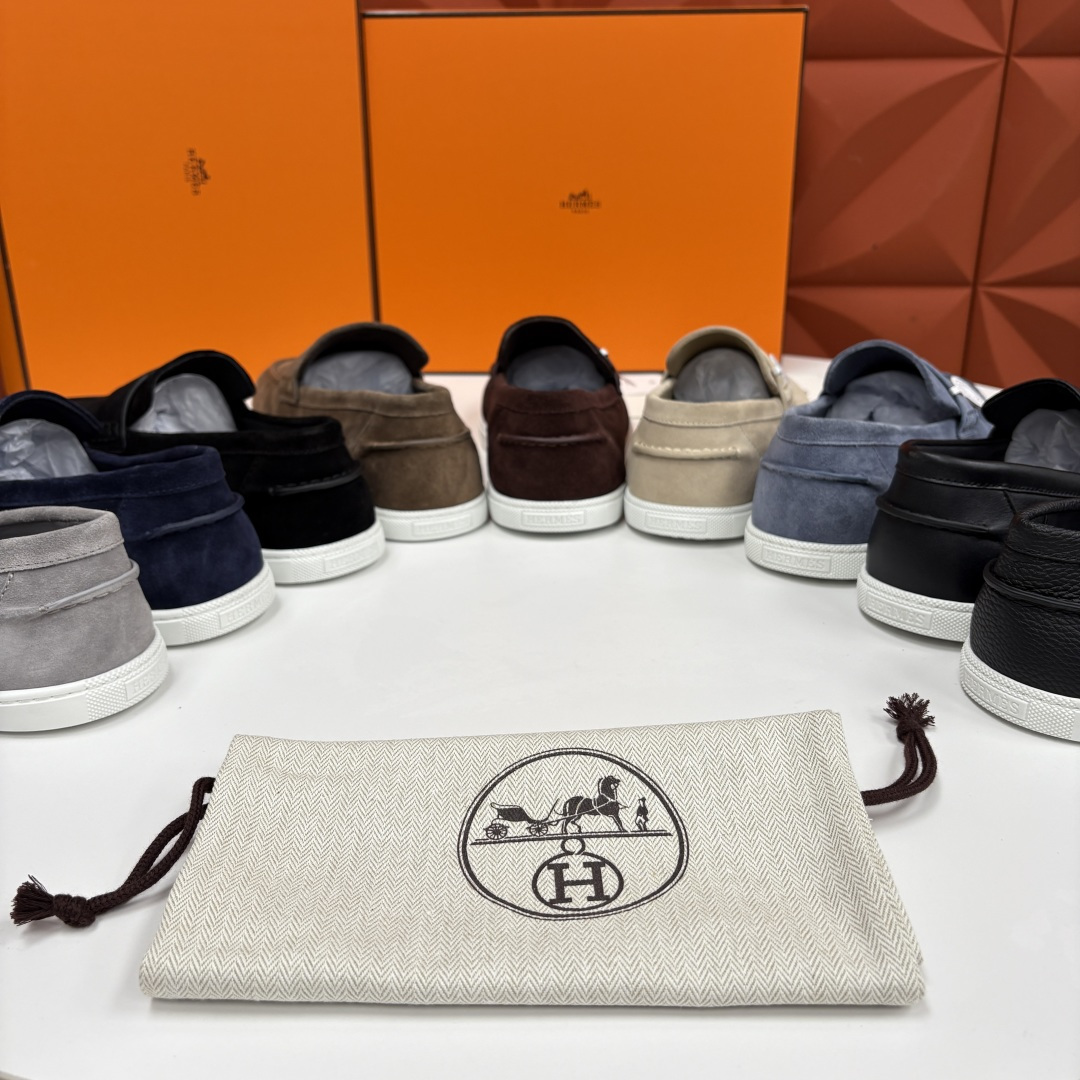 💋💍H家新品 Hermè* 爱马-仕 Job 牛皮乐福鞋 官方 9,300 甄选进口小牛皮/粒面牛皮/绒