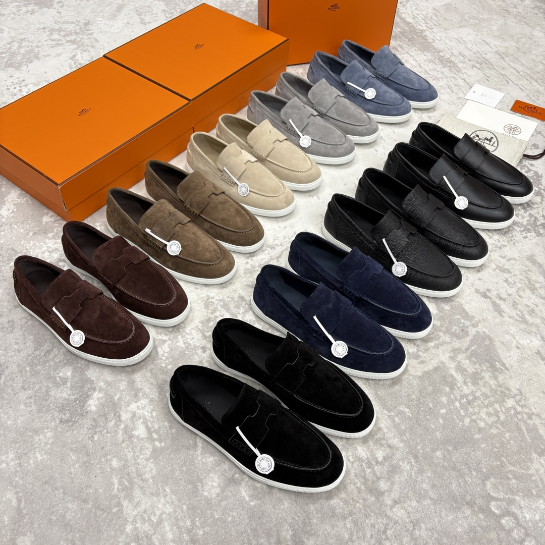 💋💍H家新品 Hermè* 爱马-仕 Job 牛皮乐福鞋 官方 9,300 甄选进口小牛皮/粒面牛皮/绒