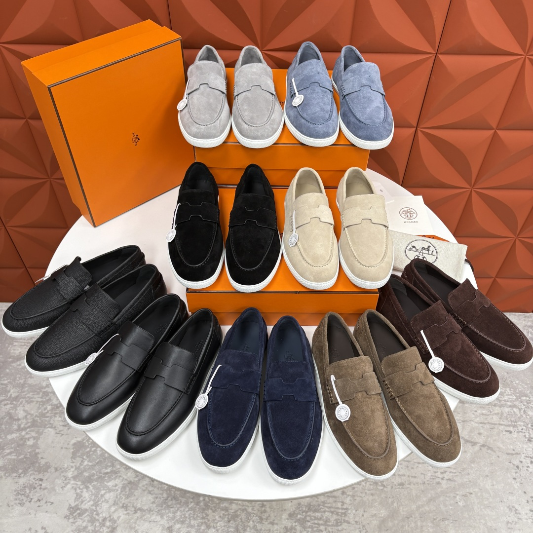 💋💍H家新品 Hermè* 爱马-仕 Job 牛皮乐福鞋 官方 9,300 甄选进口小牛皮/粒面牛皮/绒