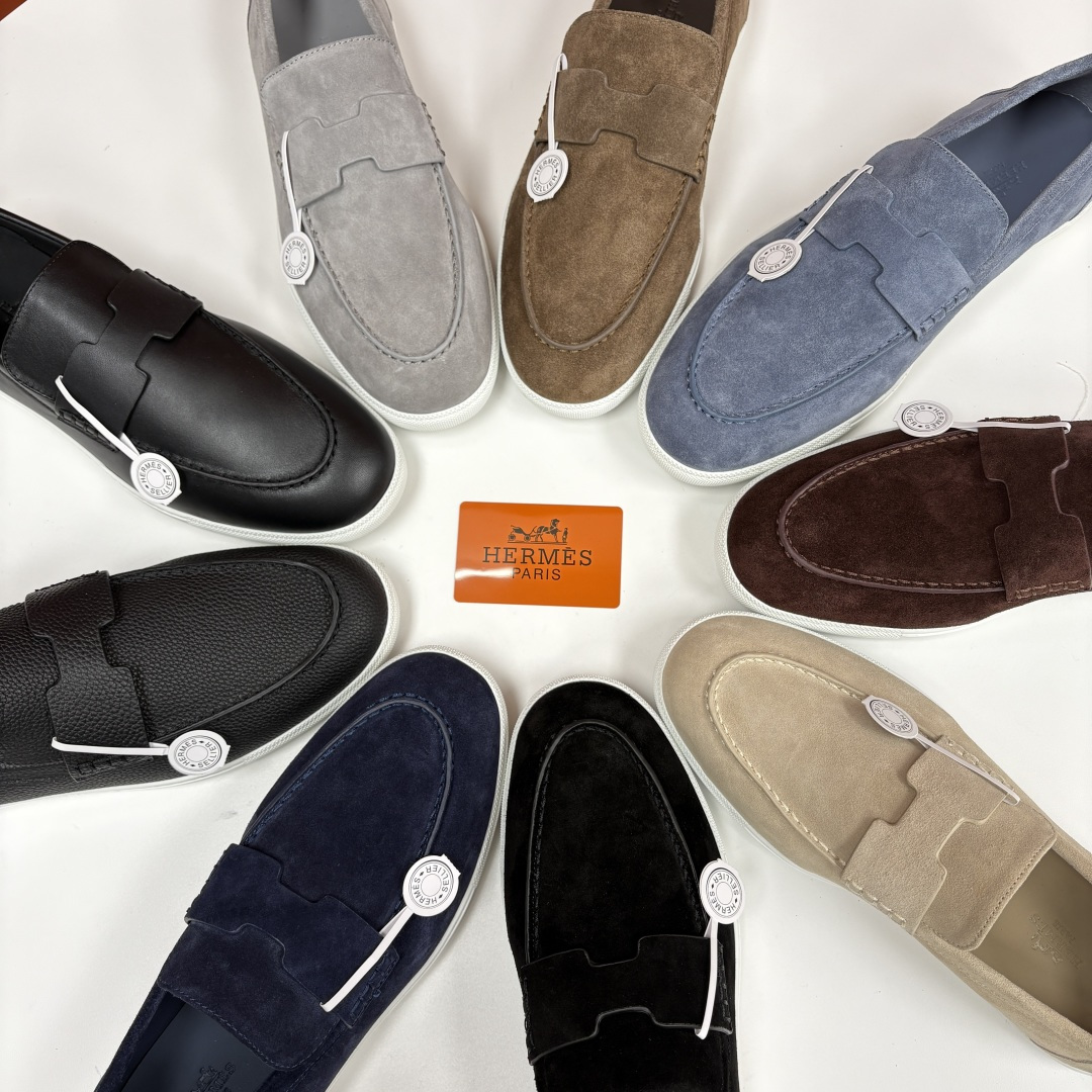 💋💍H家新品 Hermè* 爱马-仕 Job 牛皮乐福鞋 官方 9,300 甄选进口小牛皮/粒面牛皮/绒
