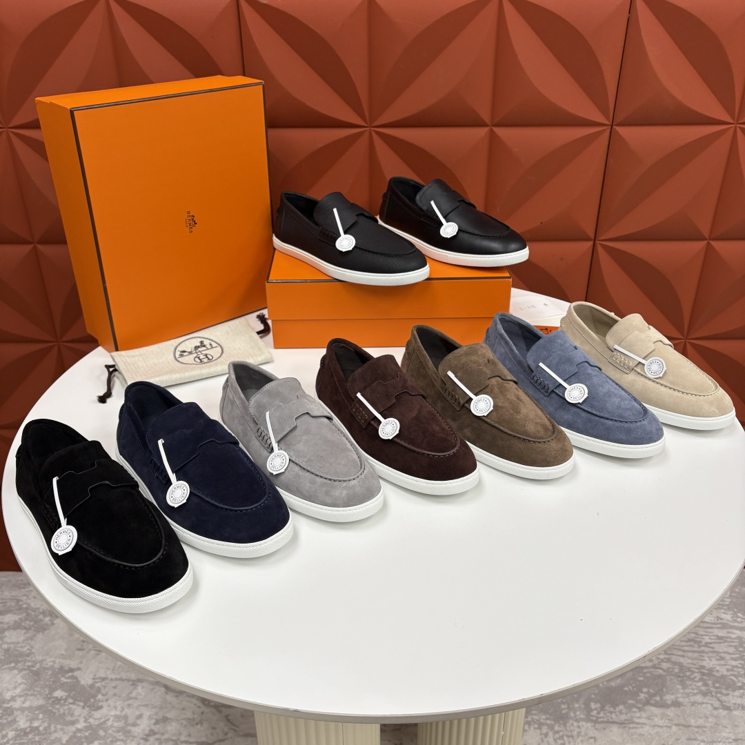 💋💍H家新品 Hermè* 爱马-仕 Job 牛皮乐福鞋 官方 9,300 甄选进口小牛皮/粒面牛皮/绒