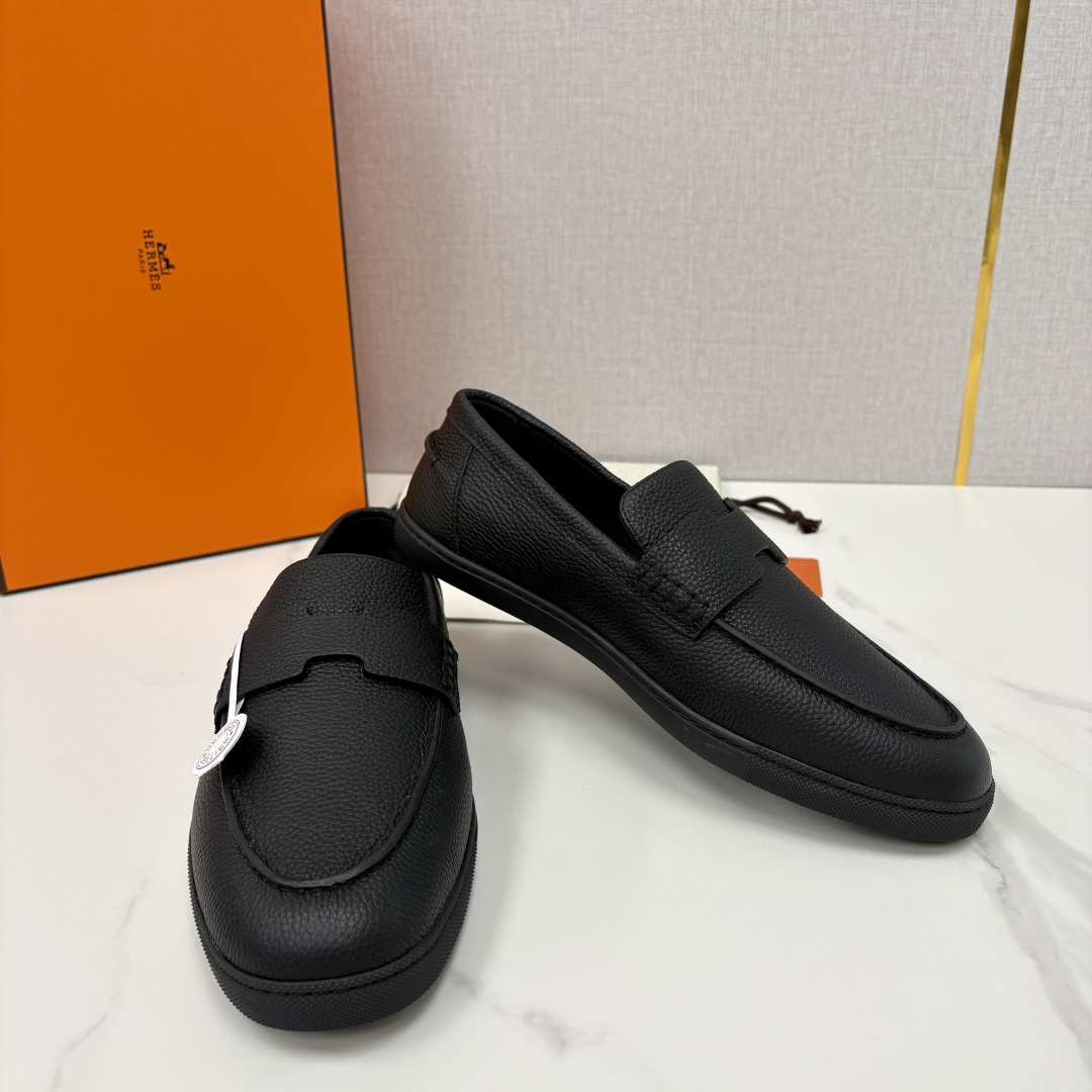 💋💍H家新品 Hermè* 爱马-仕 Job 牛皮乐福鞋 官方 9,300 甄选进口小牛皮/粒面牛皮/绒