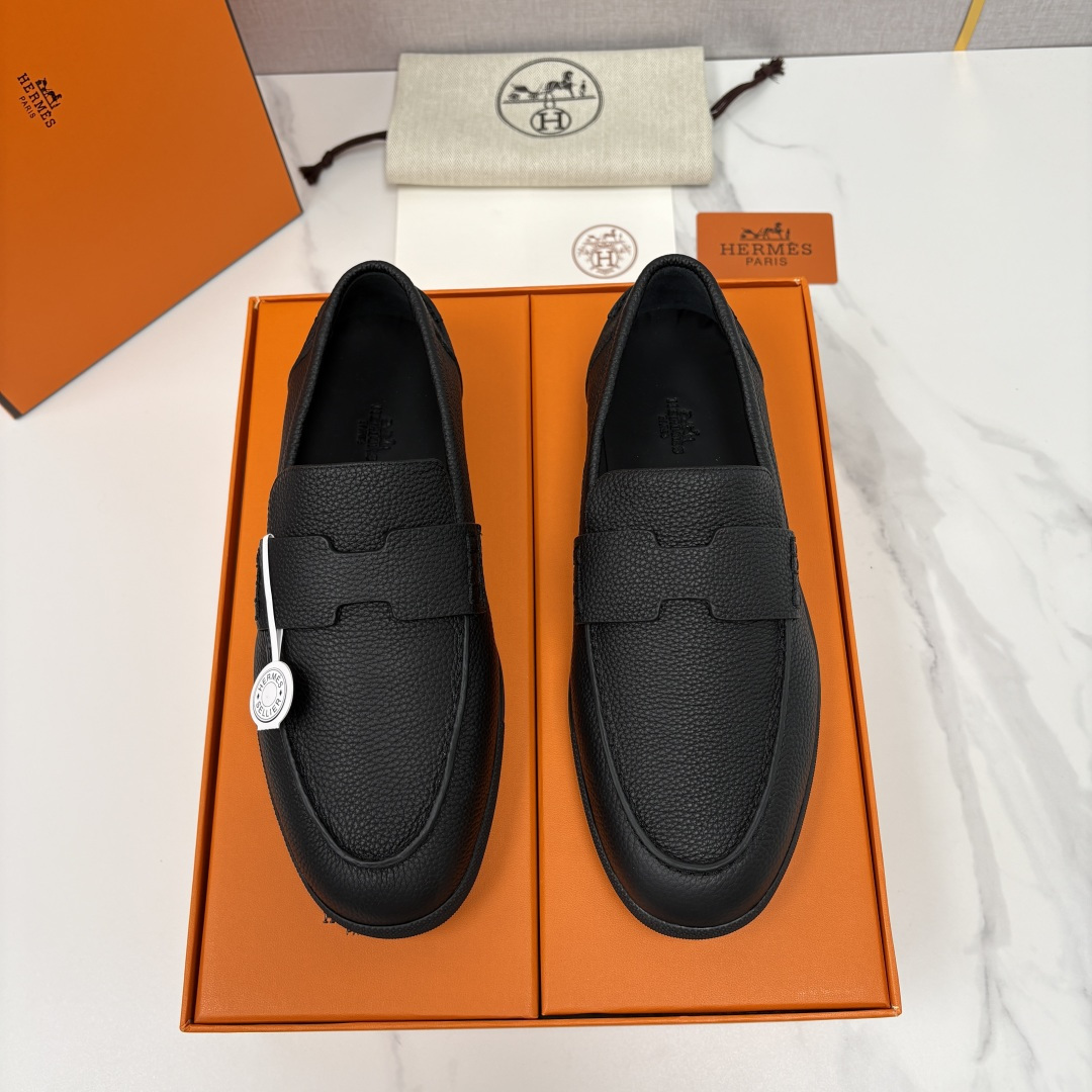 💋💍H家新品 Hermè* 爱马-仕 Job 牛皮乐福鞋 官方 9,300 甄选进口小牛皮/粒面牛皮/绒