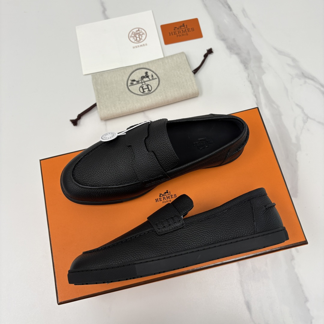 💋💍H家新品 Hermè* 爱马-仕 Job 牛皮乐福鞋 官方 9,300 甄选进口小牛皮/粒面牛皮/绒