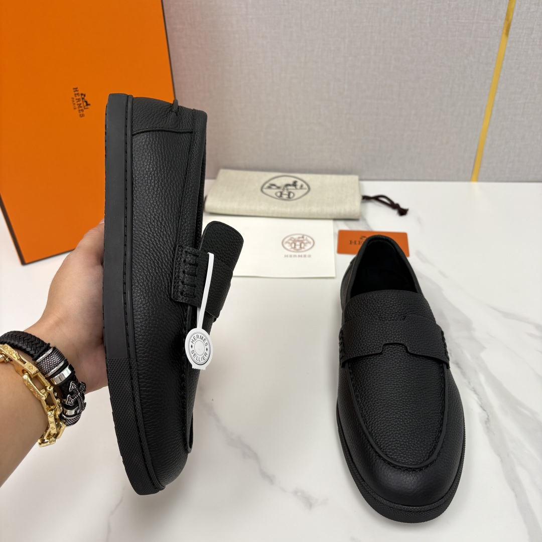 💋💍H家新品 Hermè* 爱马-仕 Job 牛皮乐福鞋 官方 9,300 甄选进口小牛皮/粒面牛皮/绒