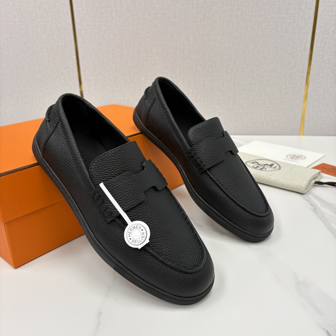 💋💍H家新品 Hermè* 爱马-仕 Job 牛皮乐福鞋 官方 9,300 甄选进口小牛皮/粒面牛皮/绒