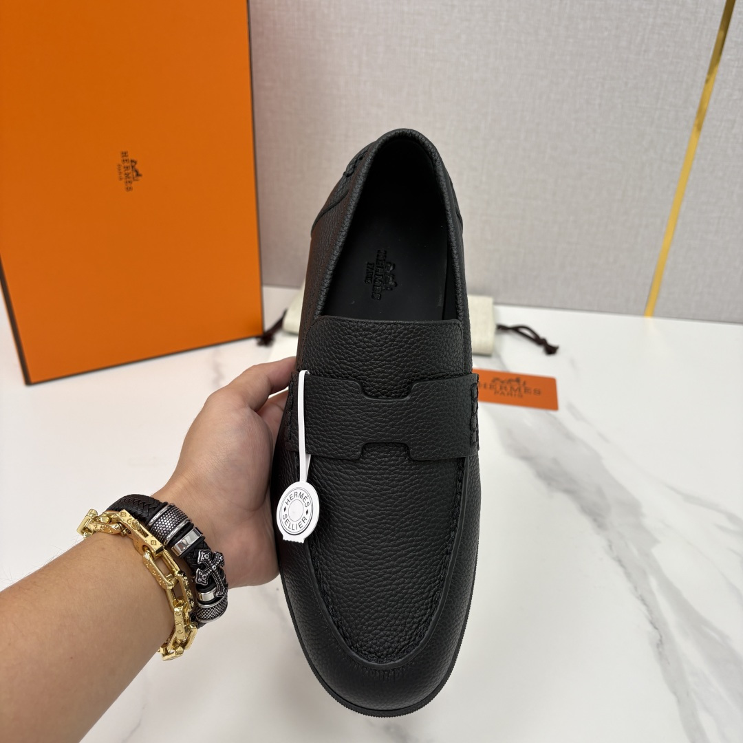 💋💍H家新品 Hermè* 爱马-仕 Job 牛皮乐福鞋 官方 9,300 甄选进口小牛皮/粒面牛皮/绒