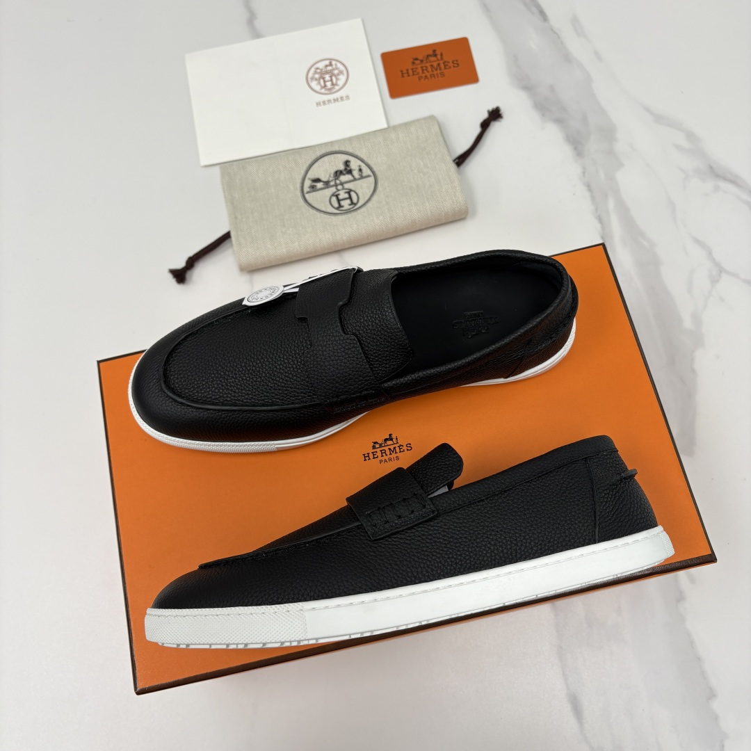 💋💍H家新品 Hermè* 爱马-仕 Job 牛皮乐福鞋 官方 9,300 甄选进口小牛皮/粒面牛皮/绒