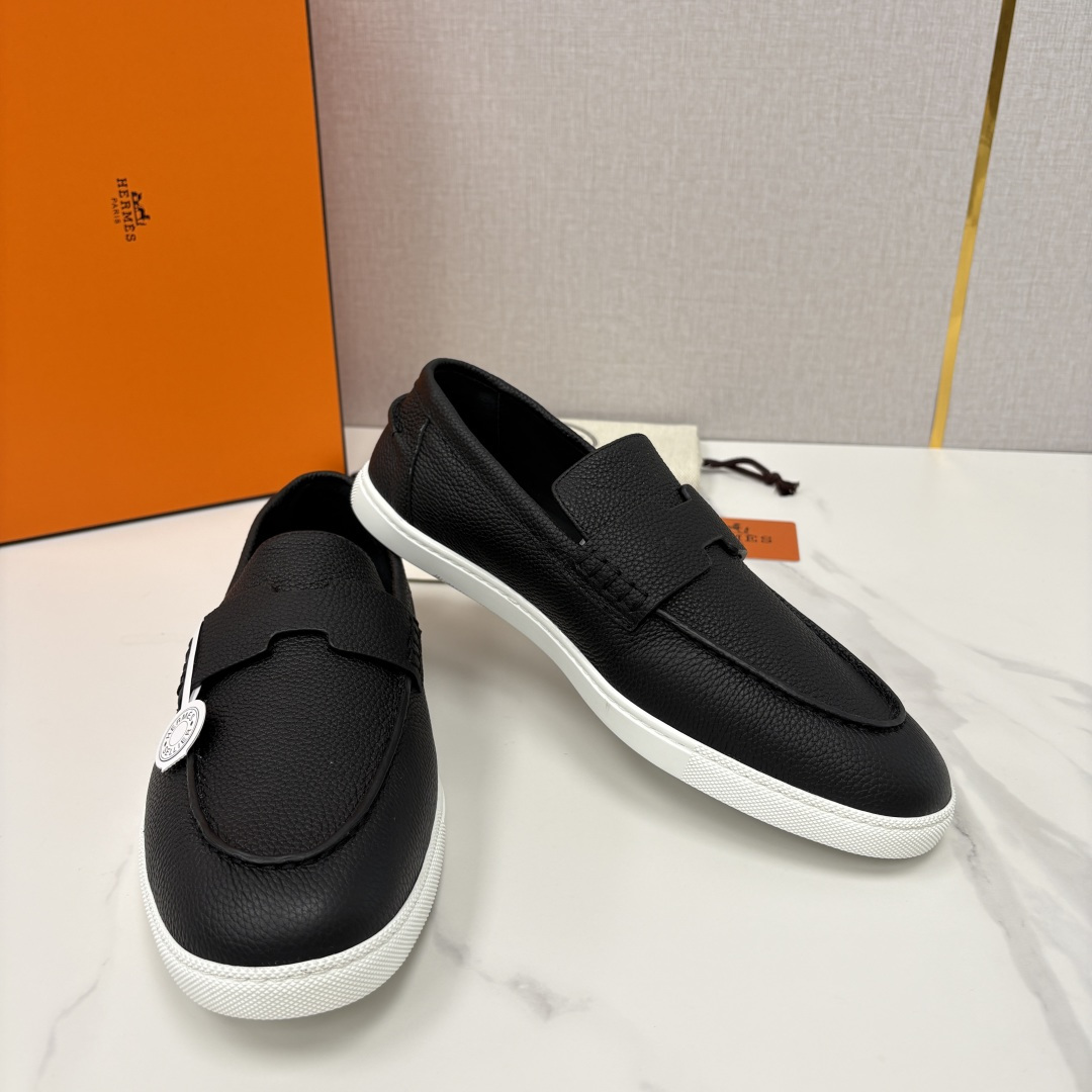 💋💍H家新品 Hermè* 爱马-仕 Job 牛皮乐福鞋 官方 9,300 甄选进口小牛皮/粒面牛皮/绒