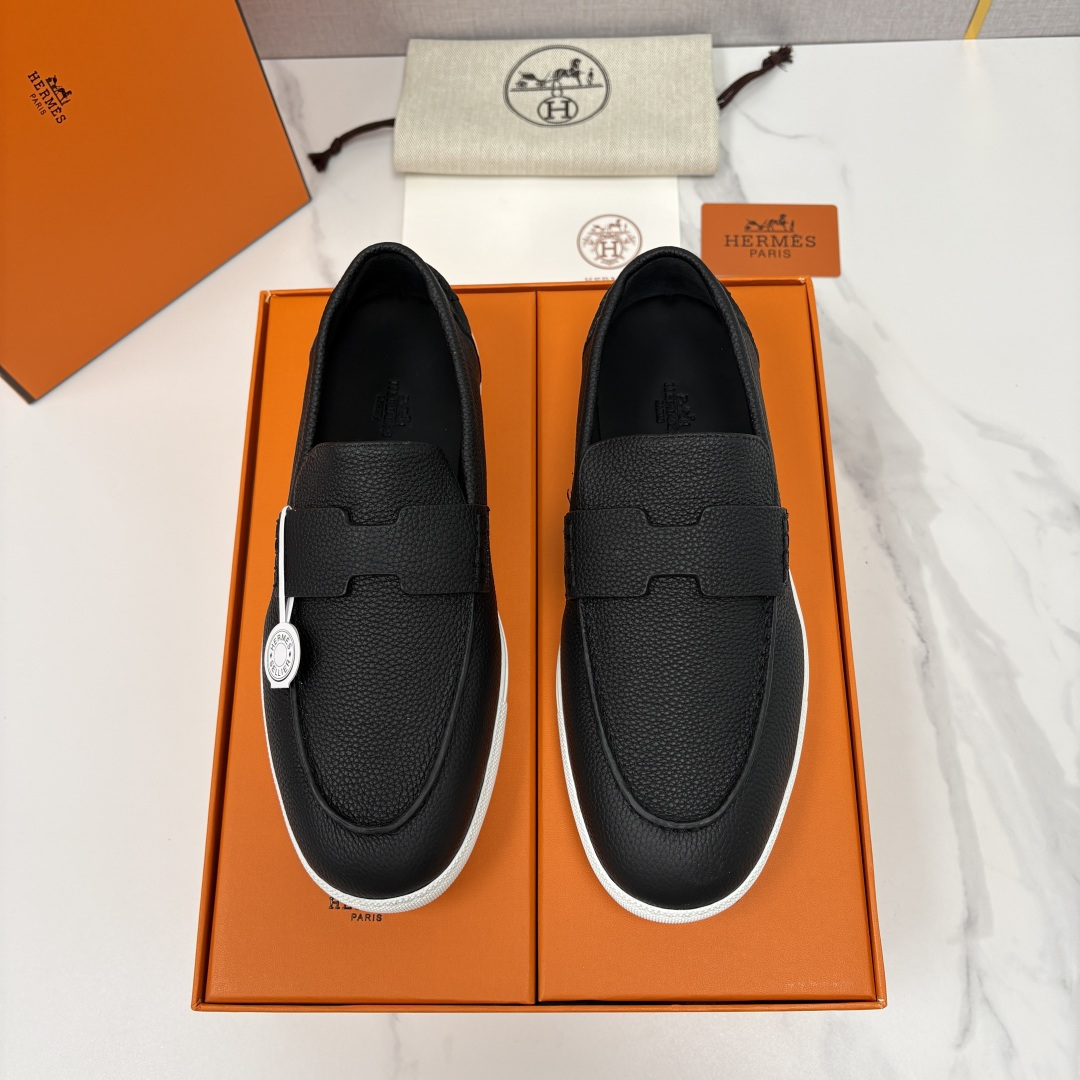 💋💍H家新品 Hermè* 爱马-仕 Job 牛皮乐福鞋 官方 9,300 甄选进口小牛皮/粒面牛皮/绒