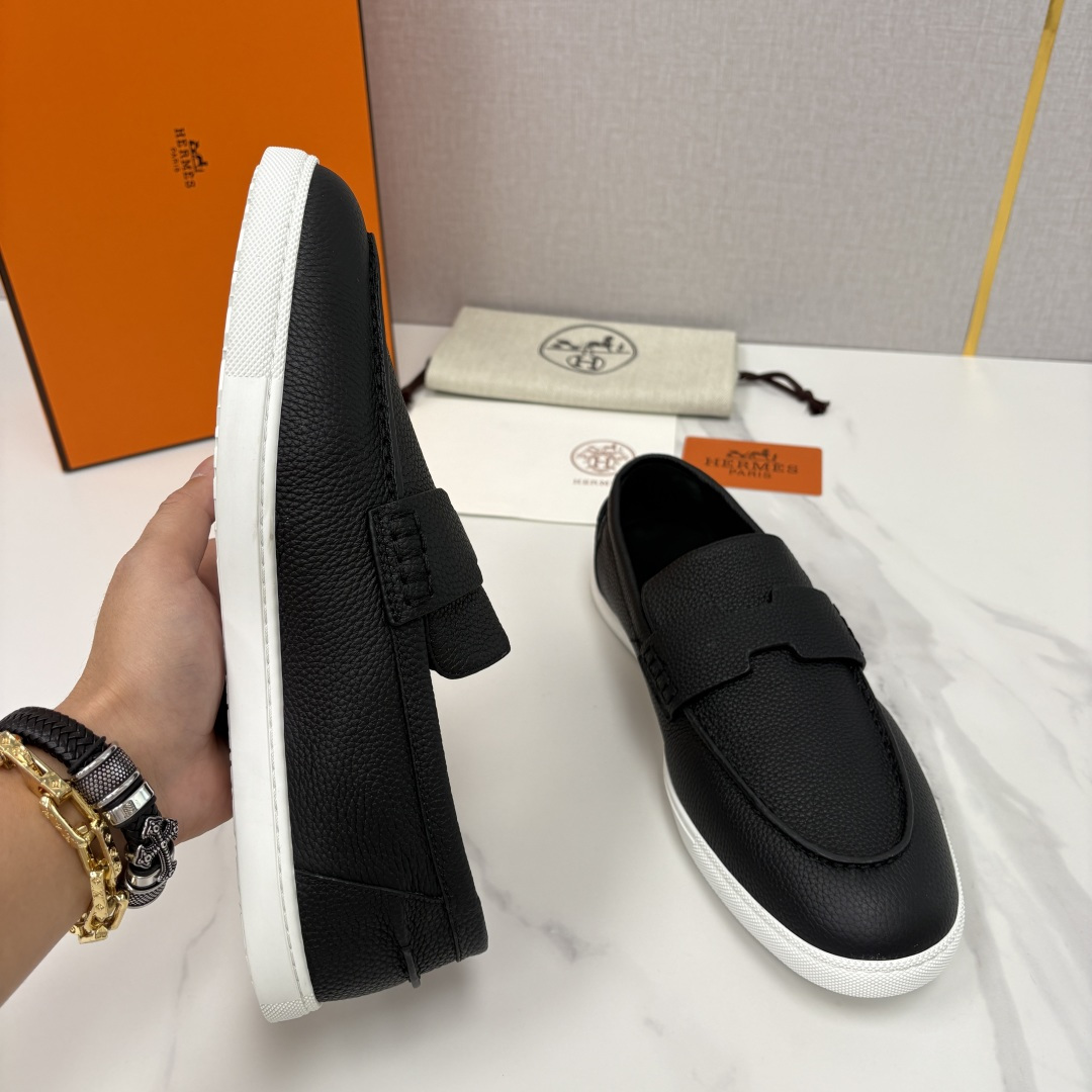 💋💍H家新品 Hermè* 爱马-仕 Job 牛皮乐福鞋 官方 9,300 甄选进口小牛皮/粒面牛皮/绒