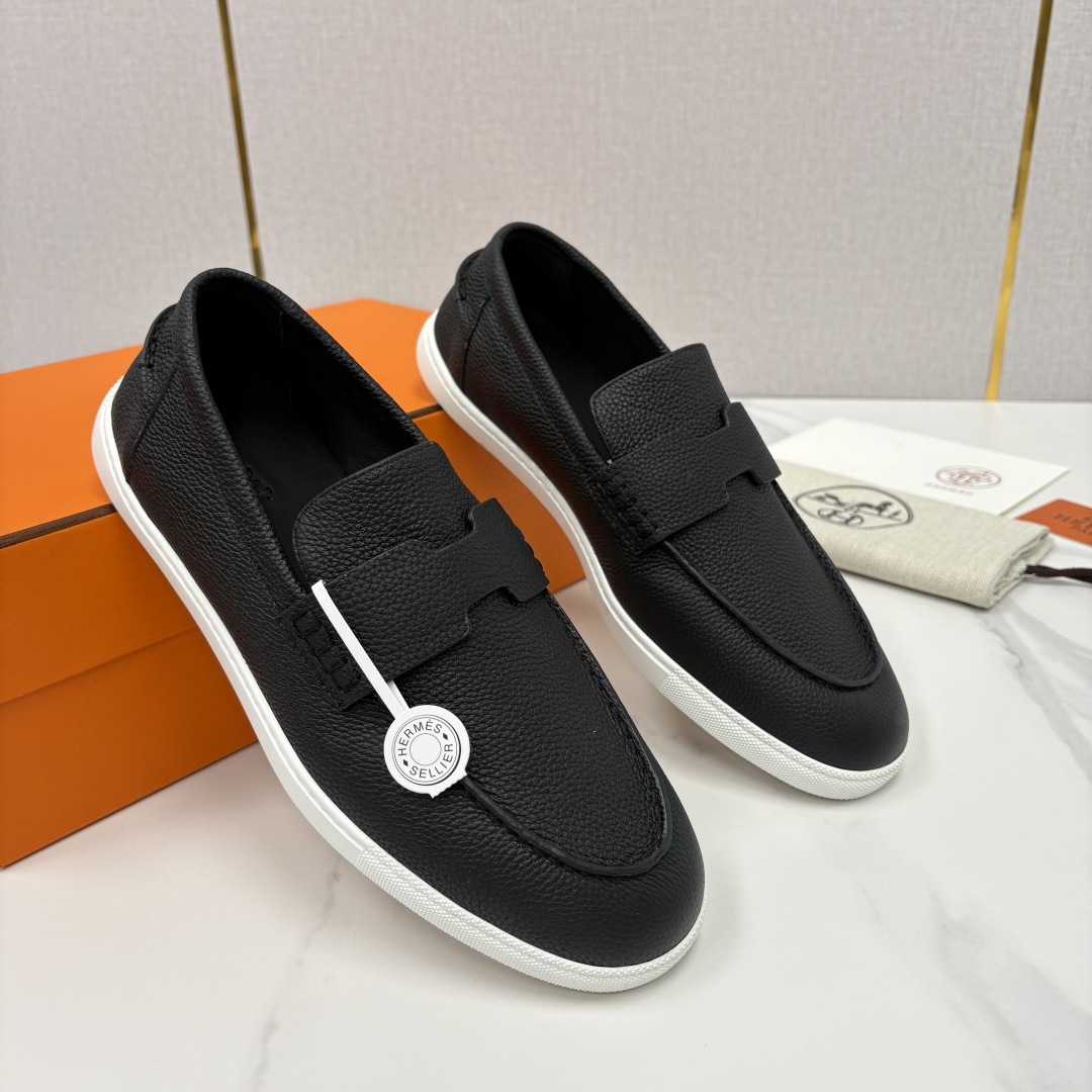 💋💍H家新品 Hermè* 爱马-仕 Job 牛皮乐福鞋 官方 9,300 甄选进口小牛皮/粒面牛皮/绒