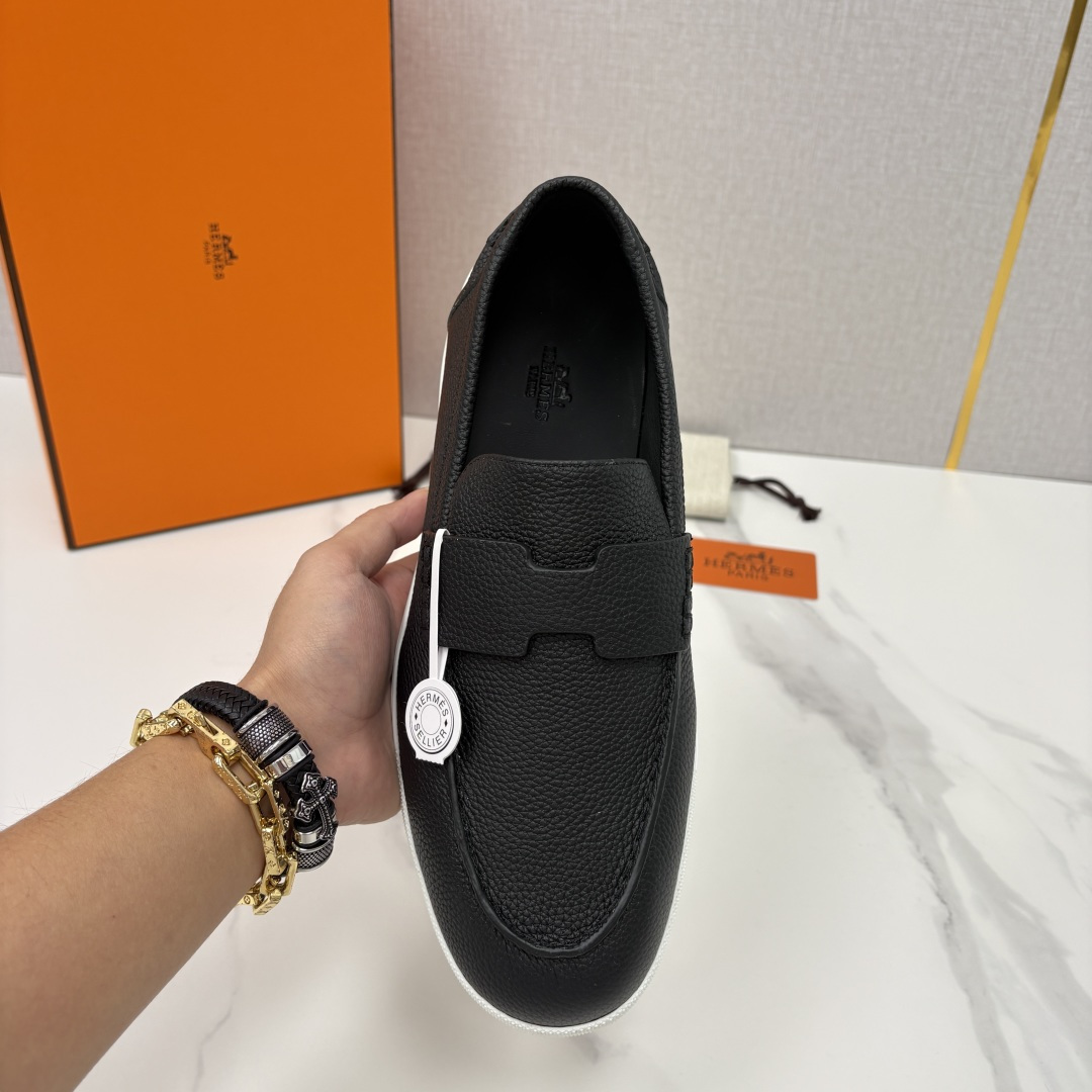 💋💍H家新品 Hermè* 爱马-仕 Job 牛皮乐福鞋 官方 9,300 甄选进口小牛皮/粒面牛皮/绒