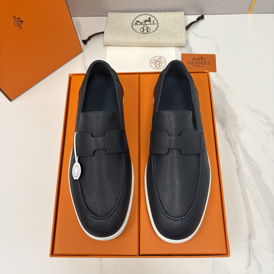 💋💍H家新品 Hermè* 爱马-仕 Job 牛皮乐福鞋 官方 9,300 甄选进口小牛皮/粒面牛皮/绒