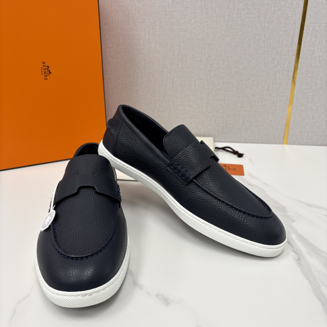 💋💍H家新品 Hermè* 爱马-仕 Job 牛皮乐福鞋 官方 9,300 甄选进口小牛皮/粒面牛皮/绒