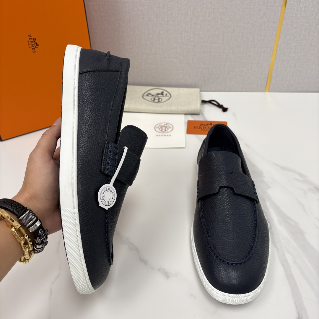 💋💍H家新品 Hermè* 爱马-仕 Job 牛皮乐福鞋 官方 9,300 甄选进口小牛皮/粒面牛皮/绒