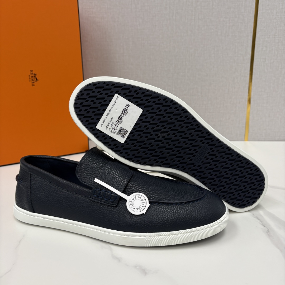 💋💍H家新品 Hermè* 爱马-仕 Job 牛皮乐福鞋 官方 9,300 甄选进口小牛皮/粒面牛皮/绒