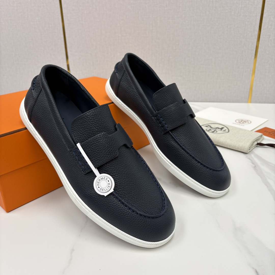 💋💍H家新品 Hermè* 爱马-仕 Job 牛皮乐福鞋 官方 9,300 甄选进口小牛皮/粒面牛皮/绒