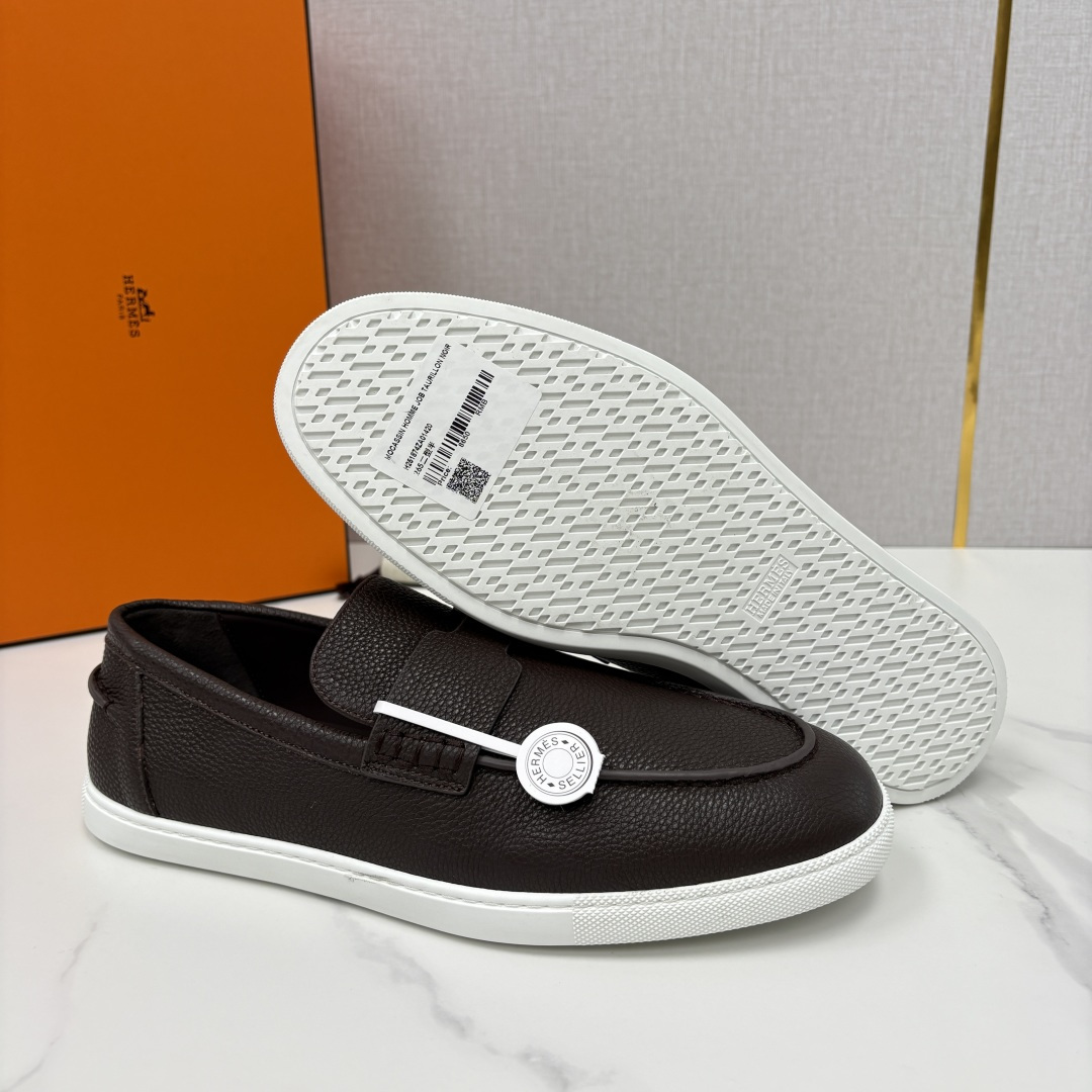 💋💍H家新品 Hermè* 爱马-仕 Job 牛皮乐福鞋 官方 9,300 甄选进口小牛皮/粒面牛皮/绒