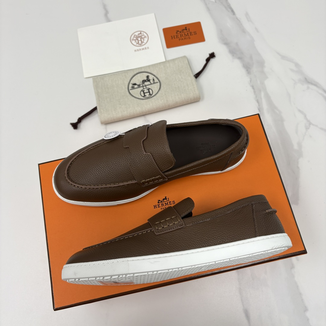 💋💍H家新品 Hermè* 爱马-仕 Job 牛皮乐福鞋 官方 9,300 甄选进口小牛皮/粒面牛皮/绒
