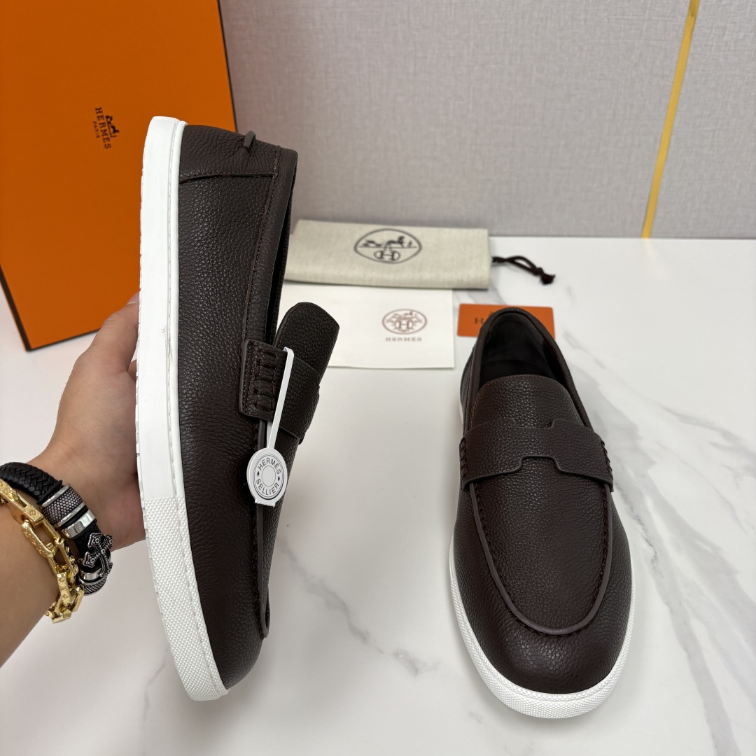 💋💍H家新品 Hermè* 爱马-仕 Job 牛皮乐福鞋 官方 9,300 甄选进口小牛皮/粒面牛皮/绒