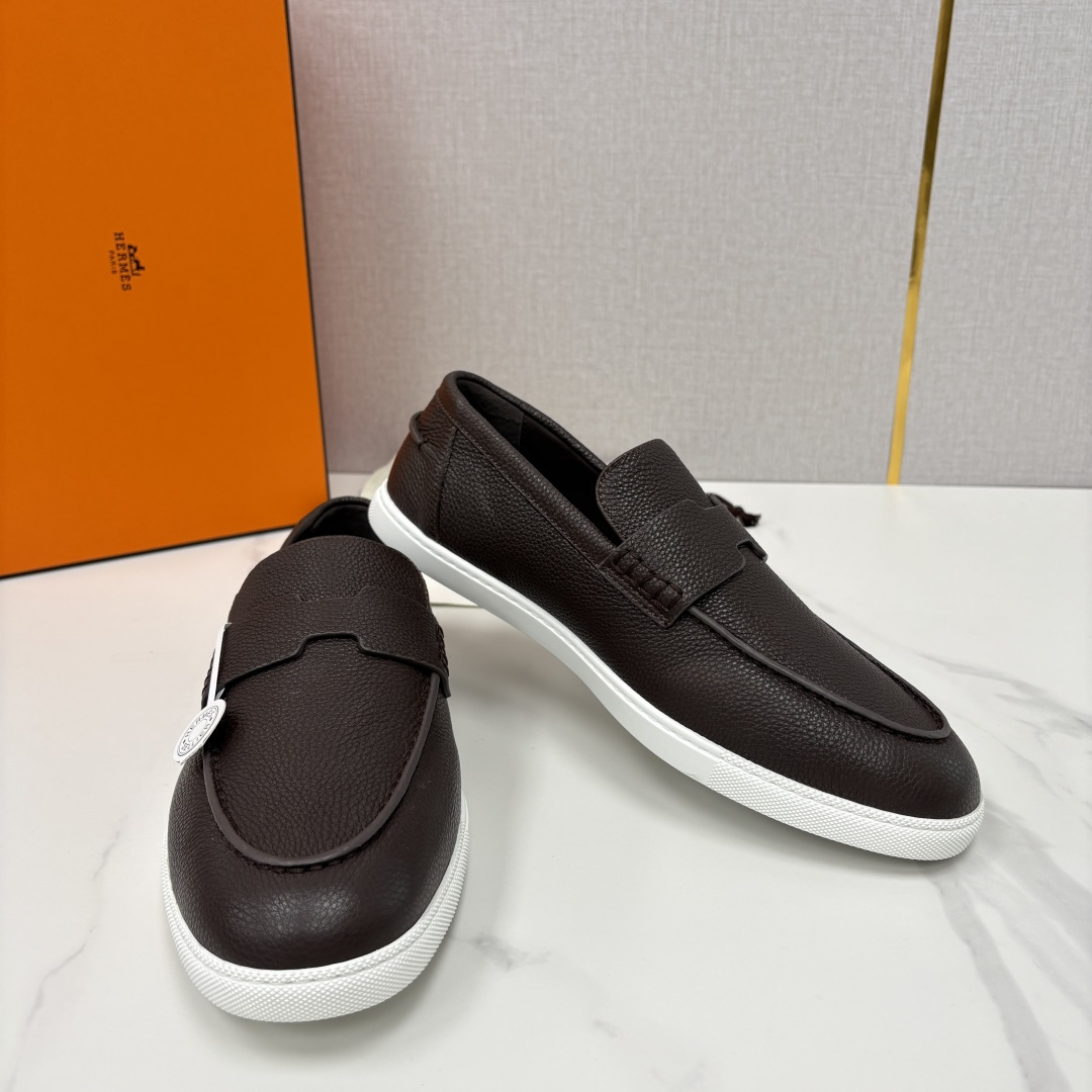 💋💍H家新品 Hermè* 爱马-仕 Job 牛皮乐福鞋 官方 9,300 甄选进口小牛皮/粒面牛皮/绒