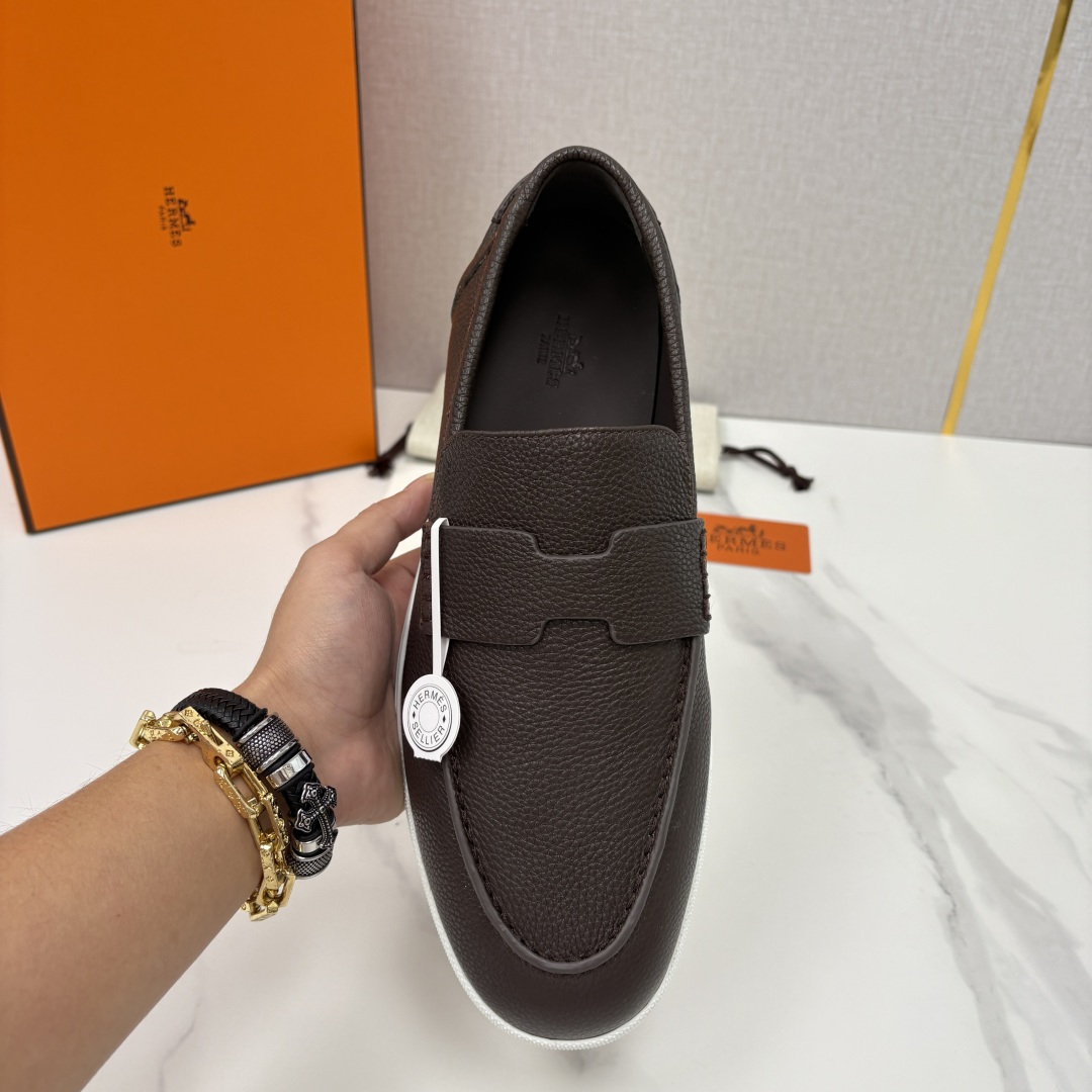 💋💍H家新品 Hermè* 爱马-仕 Job 牛皮乐福鞋 官方 9,300 甄选进口小牛皮/粒面牛皮/绒