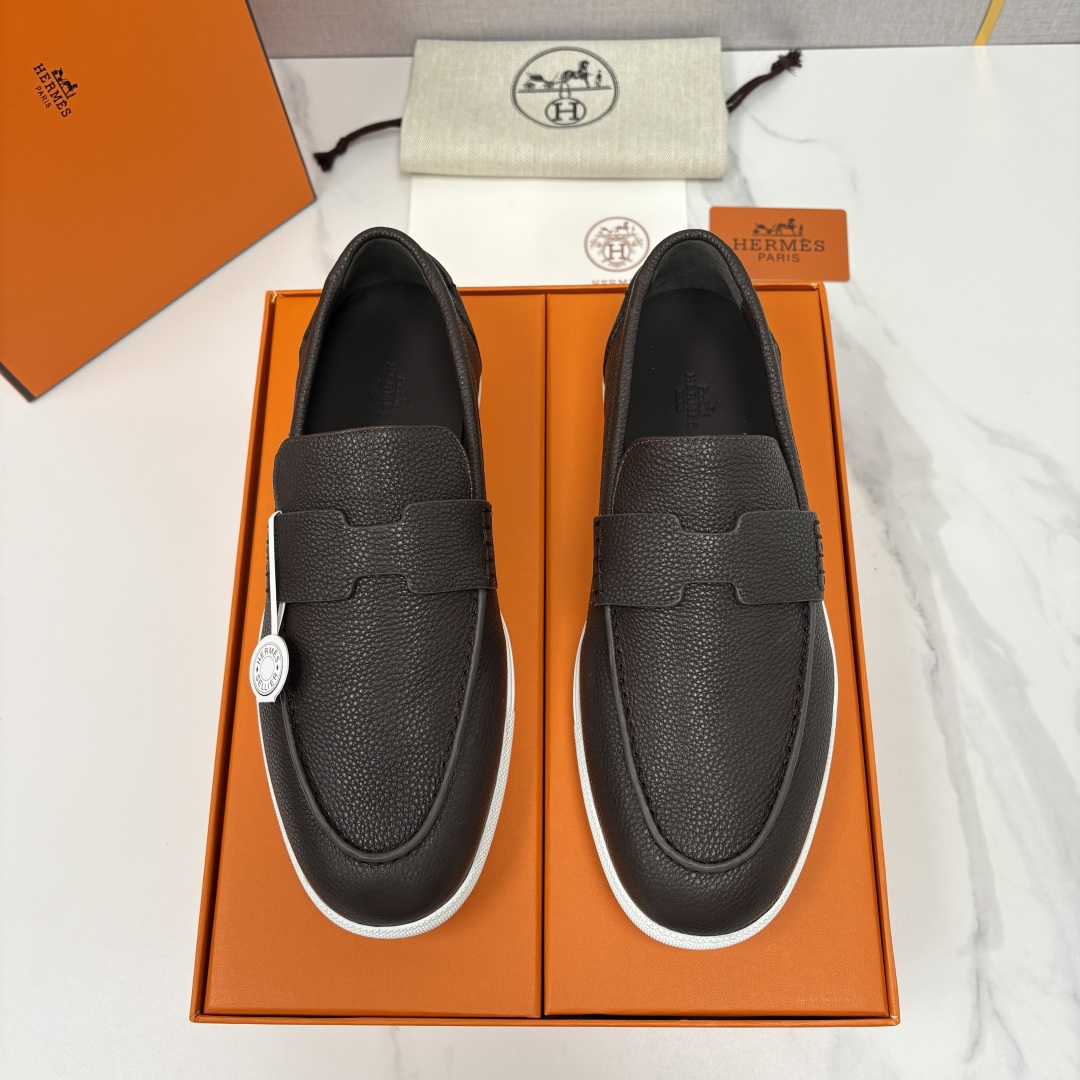 💋💍H家新品 Hermè* 爱马-仕 Job 牛皮乐福鞋 官方 9,300 甄选进口小牛皮/粒面牛皮/绒