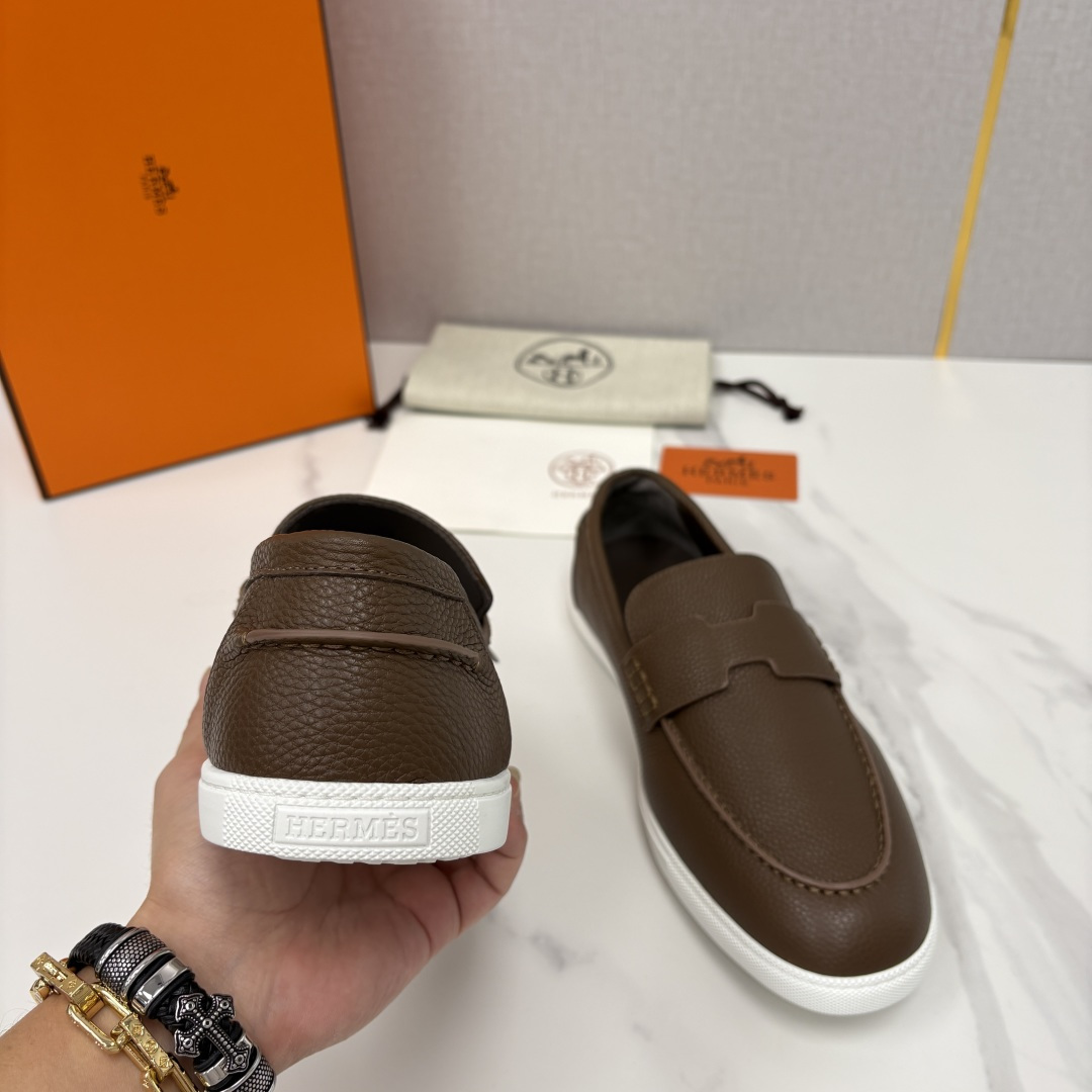 💋💍H家新品 Hermè* 爱马-仕 Job 牛皮乐福鞋 官方 9,300 甄选进口小牛皮/粒面牛皮/绒