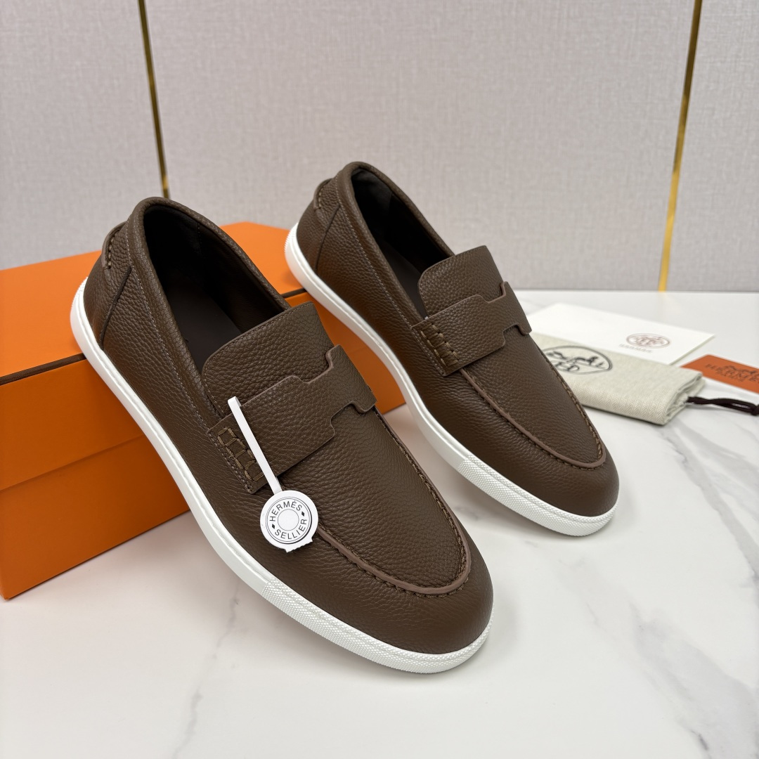 💋💍H家新品 Hermè* 爱马-仕 Job 牛皮乐福鞋 官方 9,300 甄选进口小牛皮/粒面牛皮/绒
