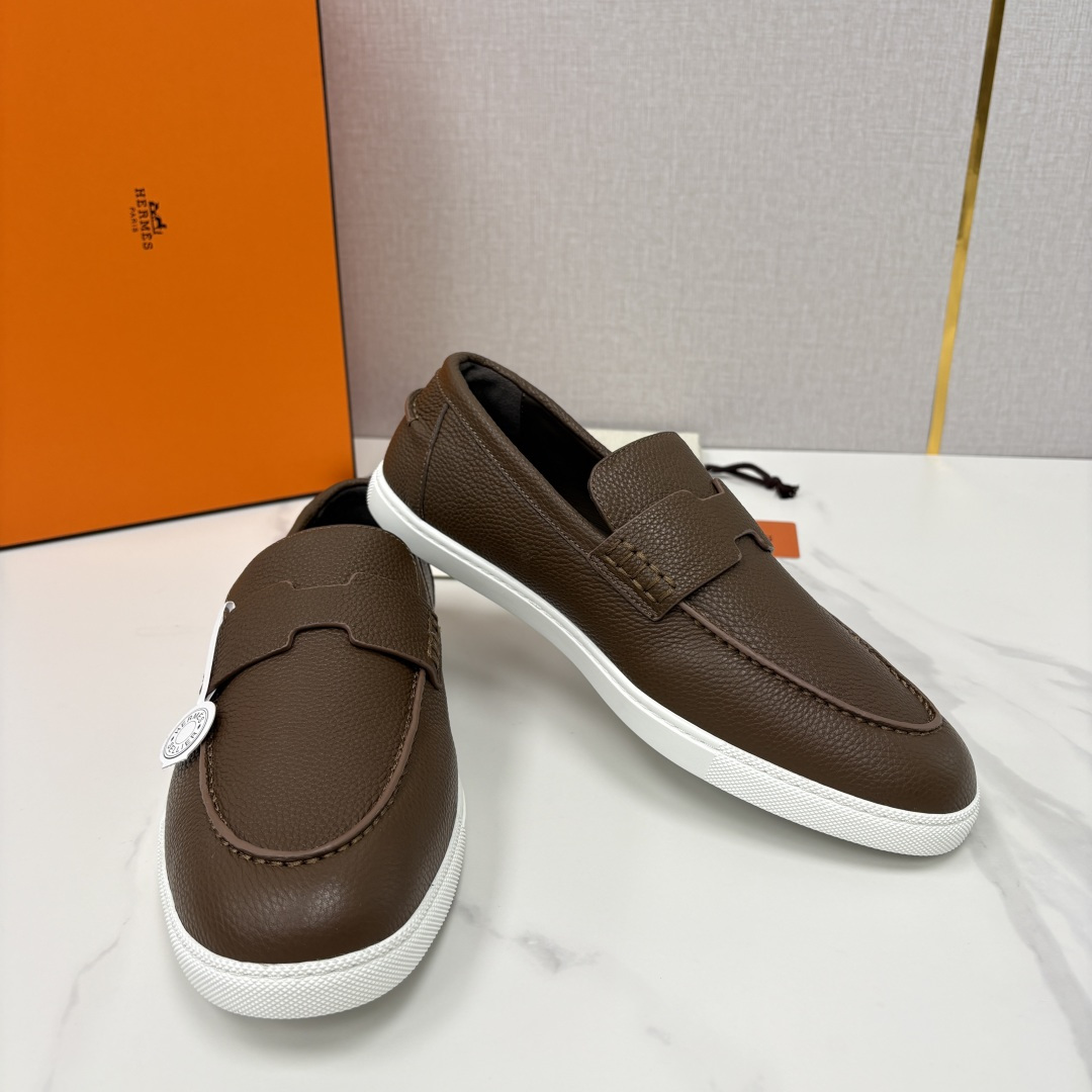 💋💍H家新品 Hermè* 爱马-仕 Job 牛皮乐福鞋 官方 9,300 甄选进口小牛皮/粒面牛皮/绒