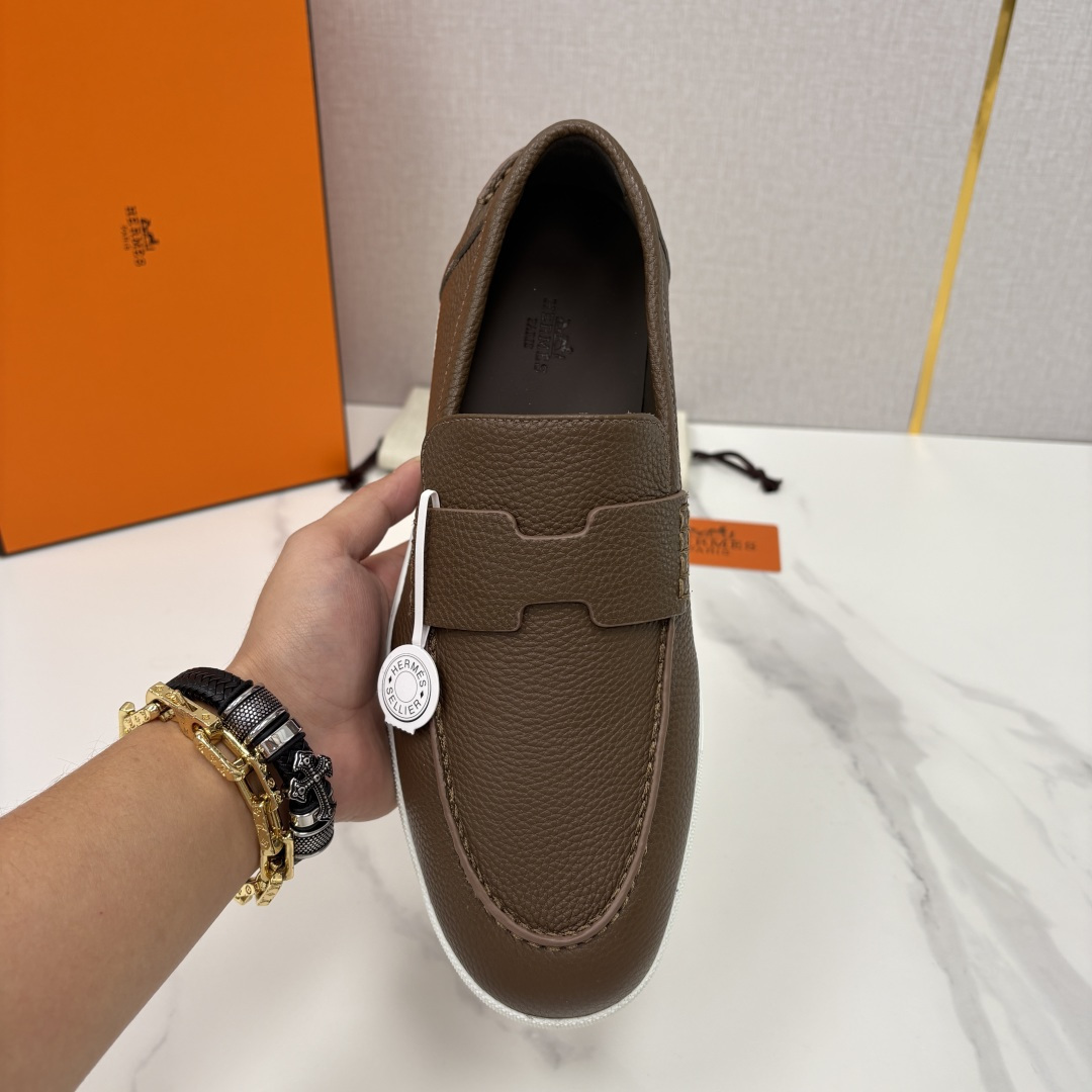 💋💍H家新品 Hermè* 爱马-仕 Job 牛皮乐福鞋 官方 9,300 甄选进口小牛皮/粒面牛皮/绒